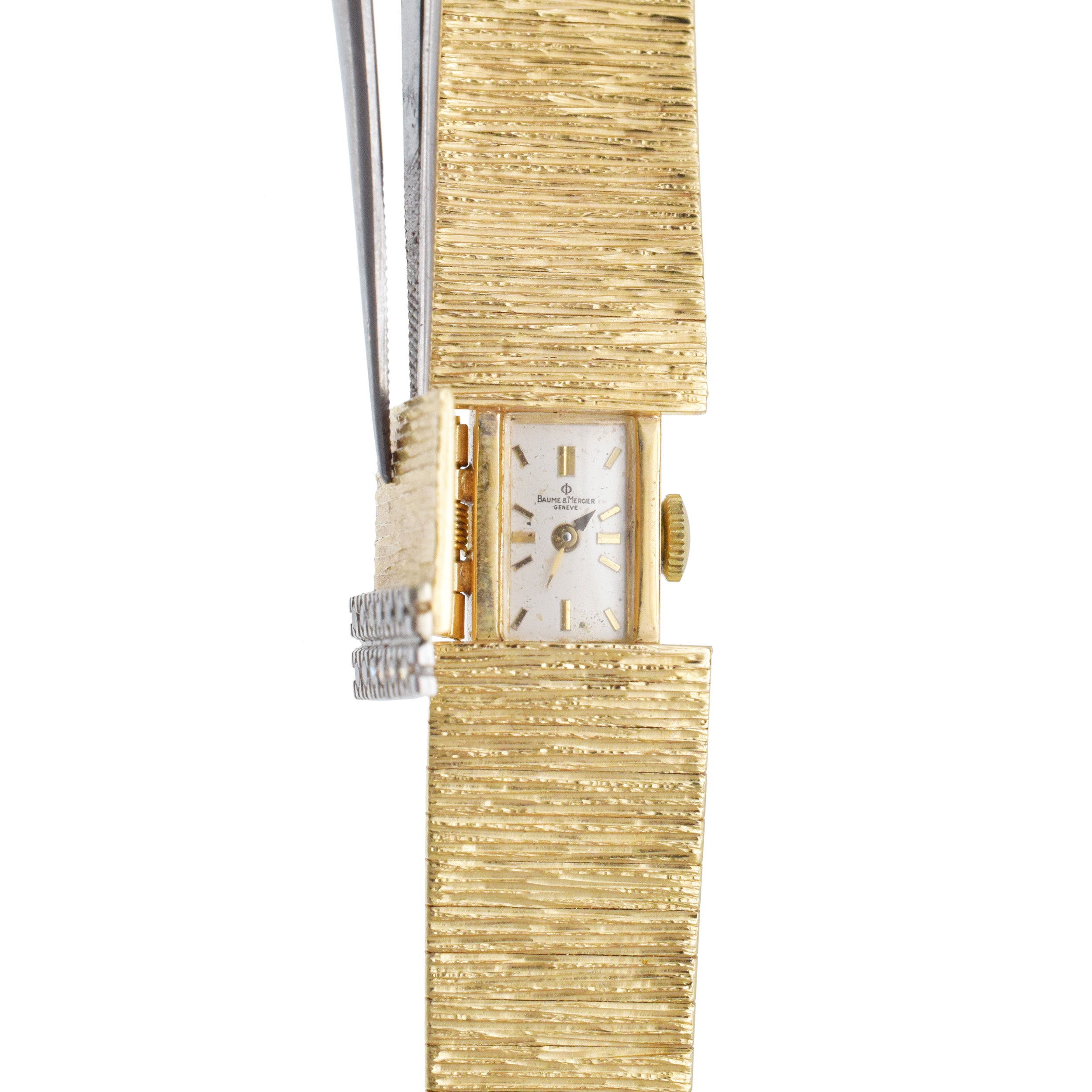 Baume & Mercier Vintage 14k Yellow Gold Peekaboo Wrist Watch With Diamonds