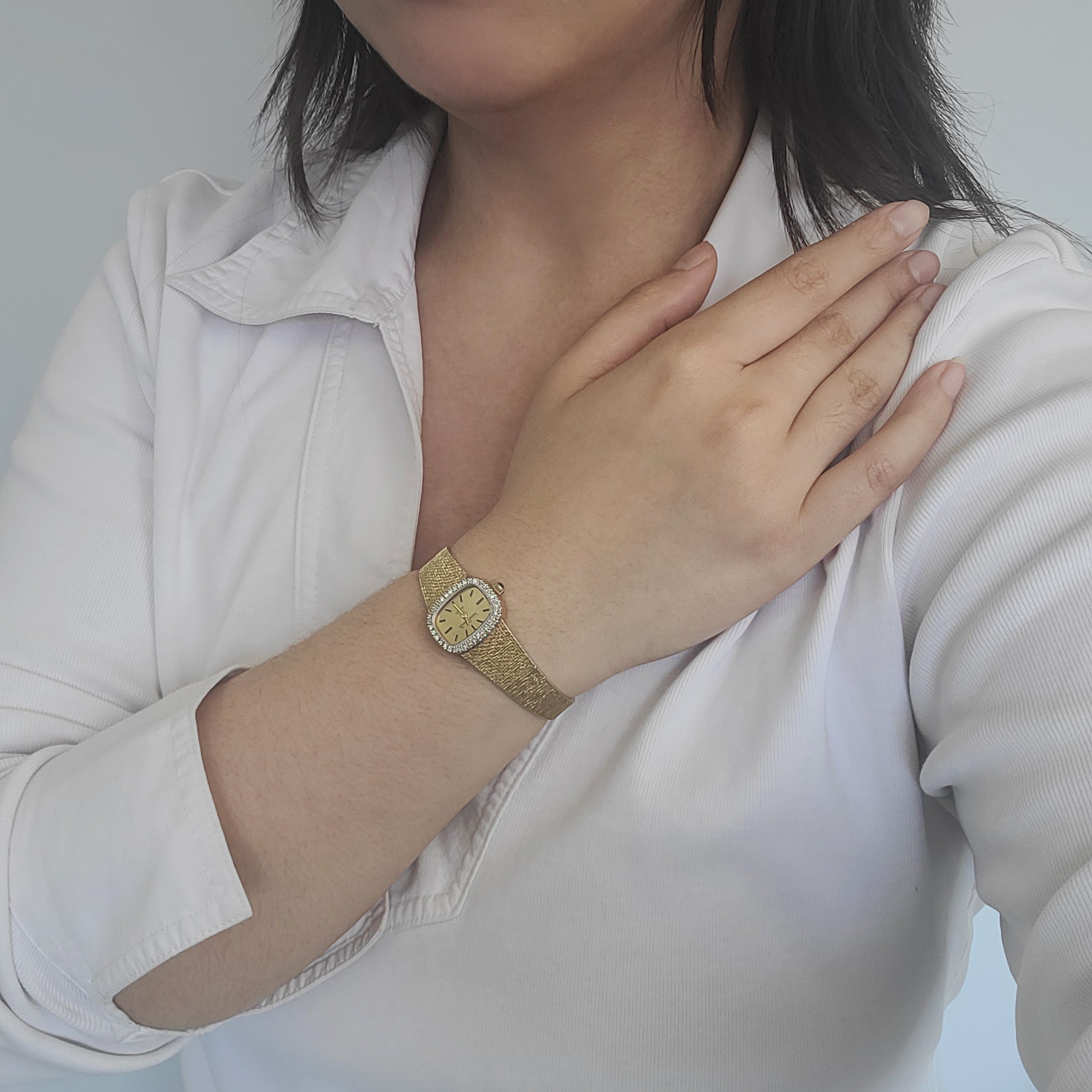 Lucien Piccard Ladies Diamond Wrist Watch In 14k Yellow Gold