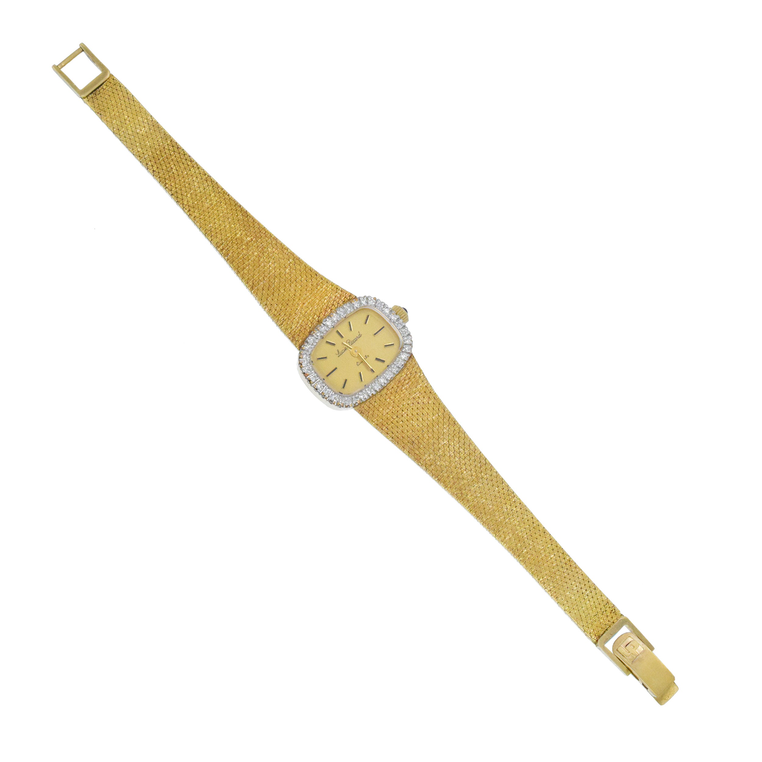 Lucien Piccard Ladies Diamond Wrist Watch In 14k Yellow Gold