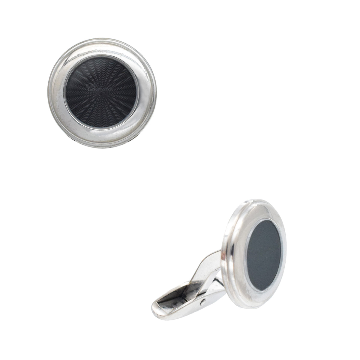 Chopard guilloche enamel cufflinks in 18k white gold