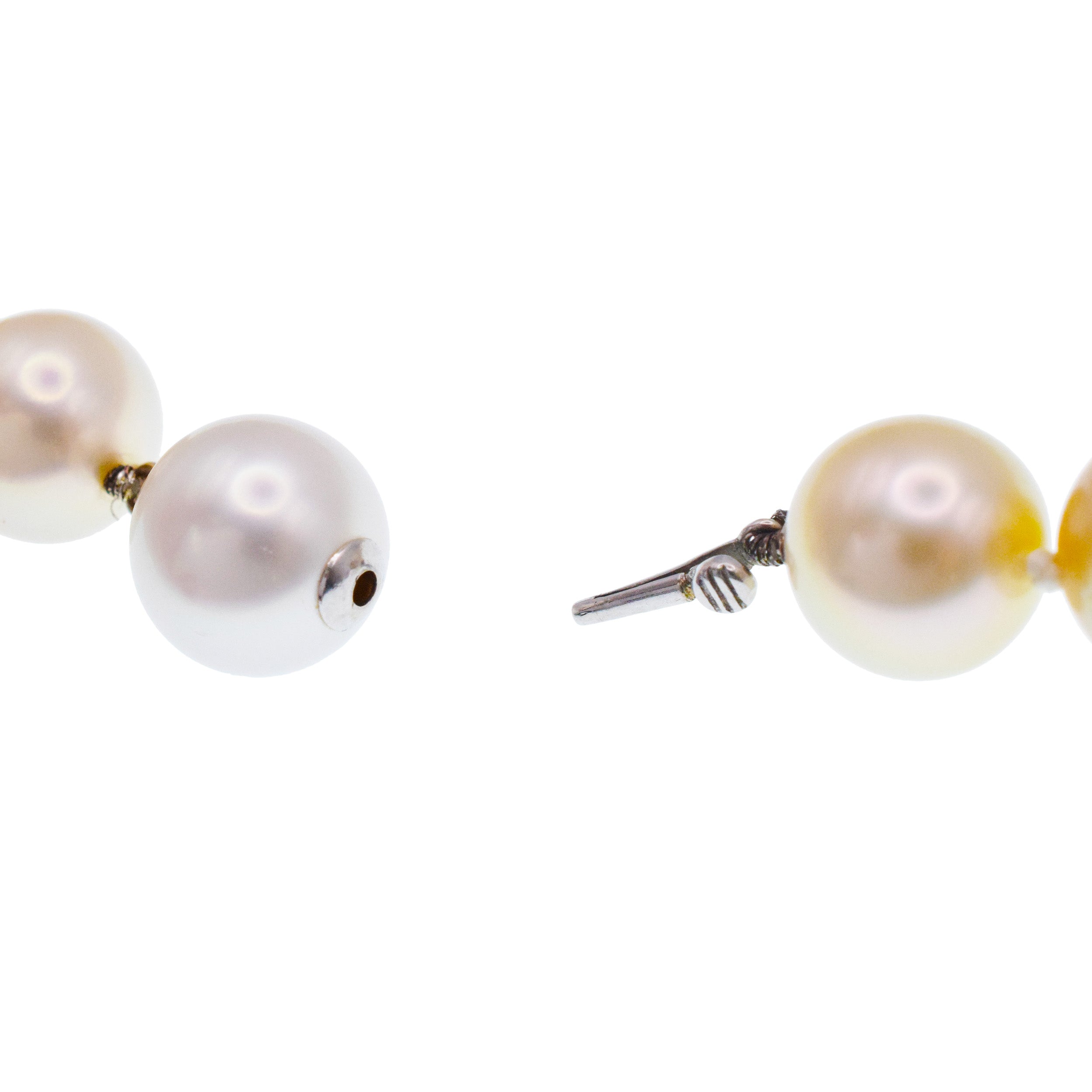 Multi Color South Sea Pearl Necklace With Hidden Pearl & 18k Gold Clasp
