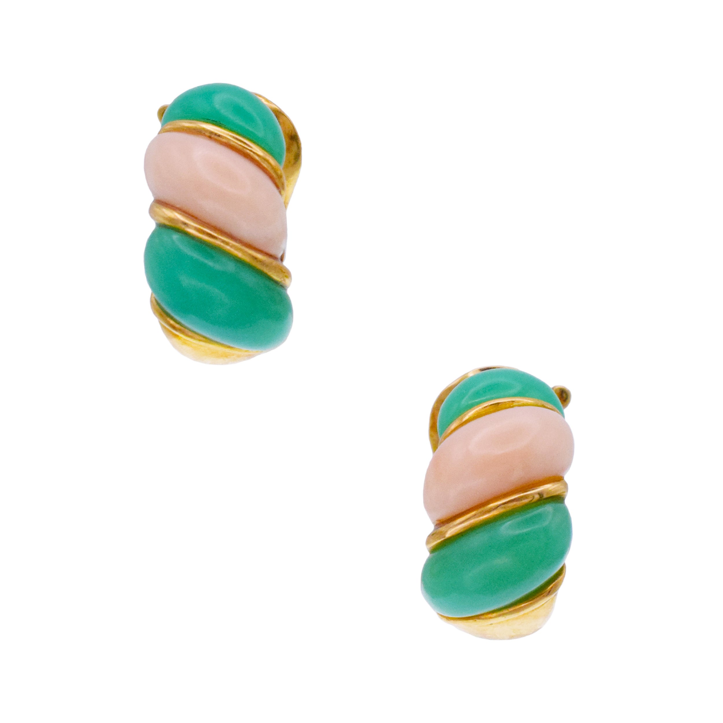 Van Cleef & Arpels Gemstone And Diamond Tubogas Necklace And Earrings Suite In 18k Yellow Gold