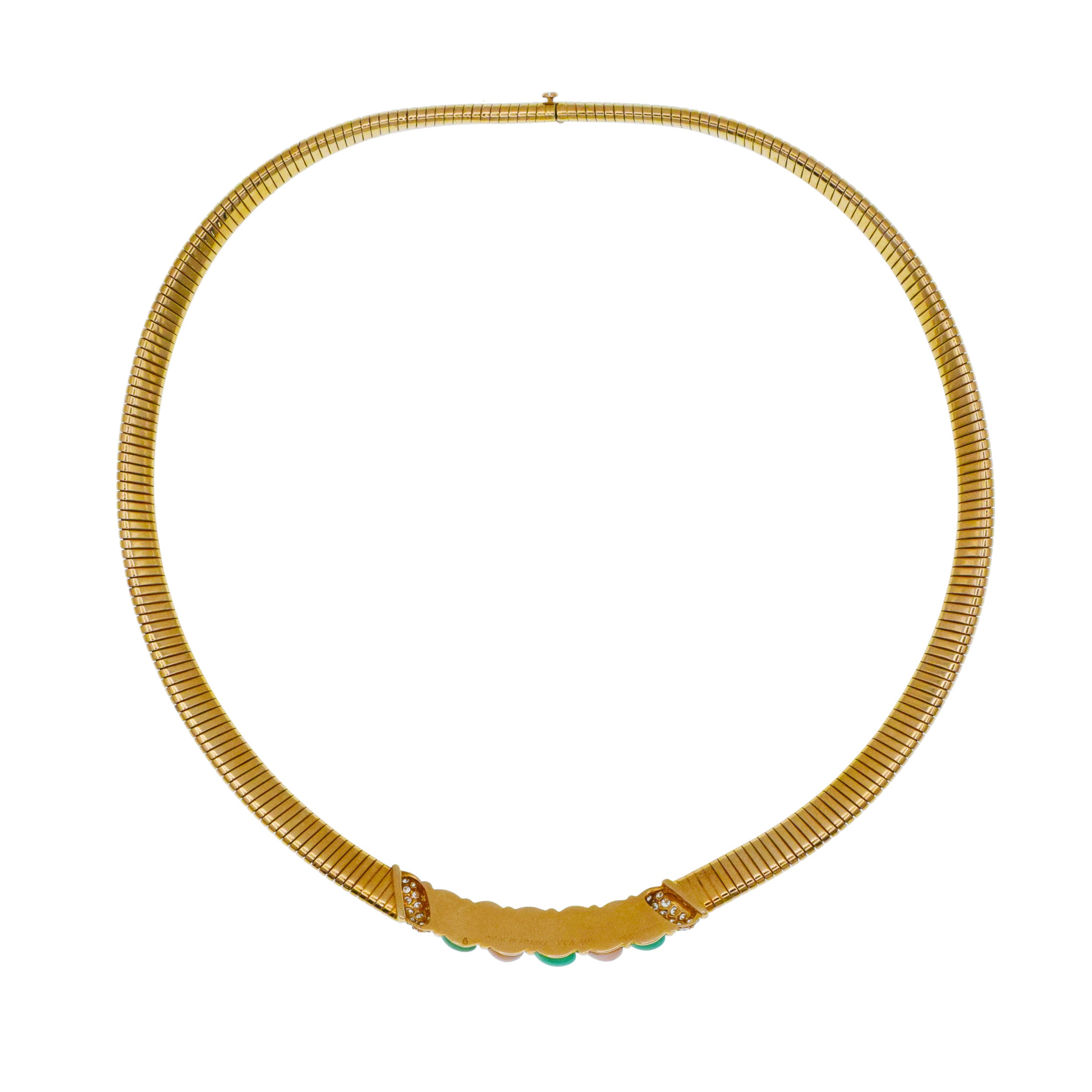 Van Cleef & Arpels Gemstone And Diamond Tubogas Necklace And Earrings Suite In 18k Yellow Gold