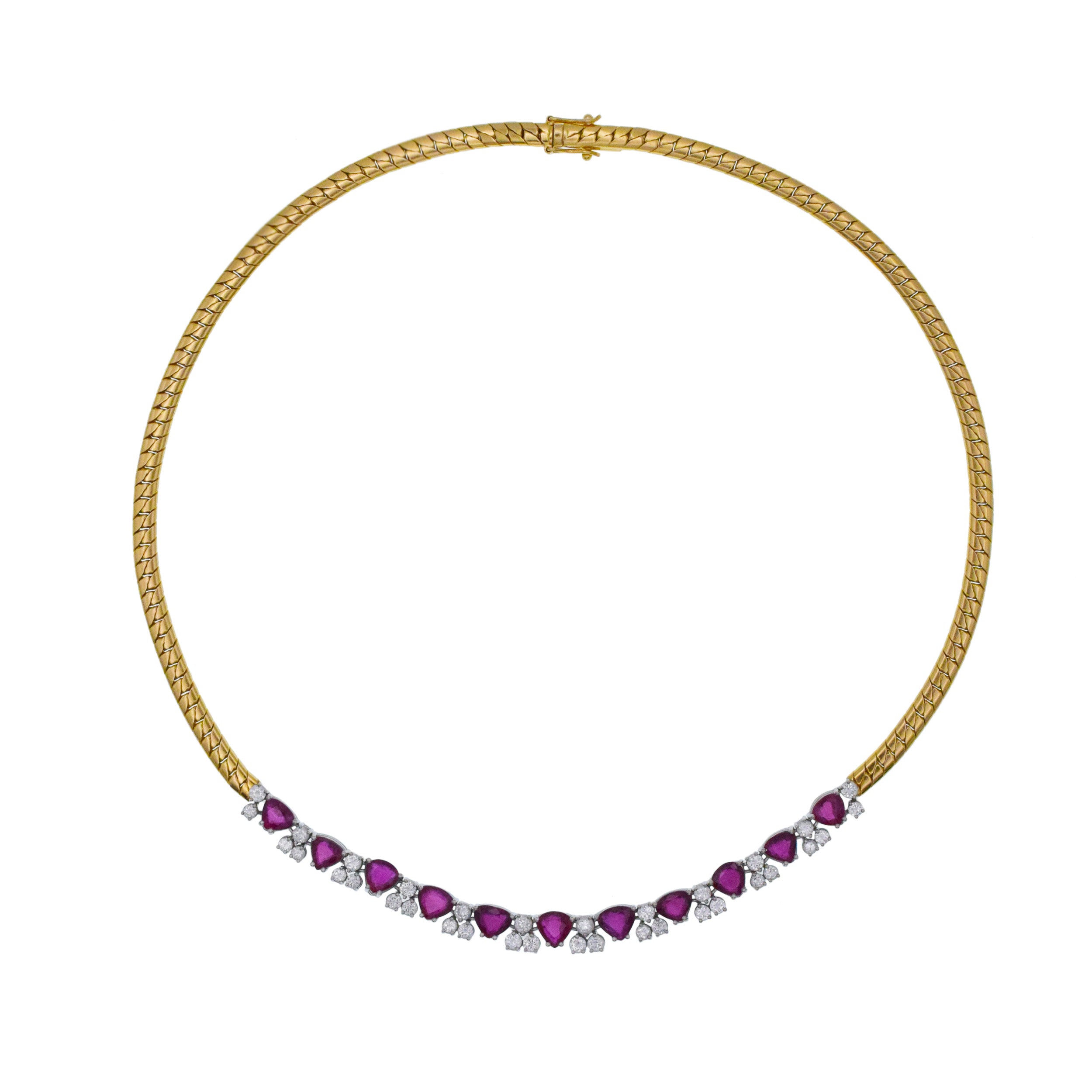 Ruby And Diamond Necklace In 18k Yellow And White Gold