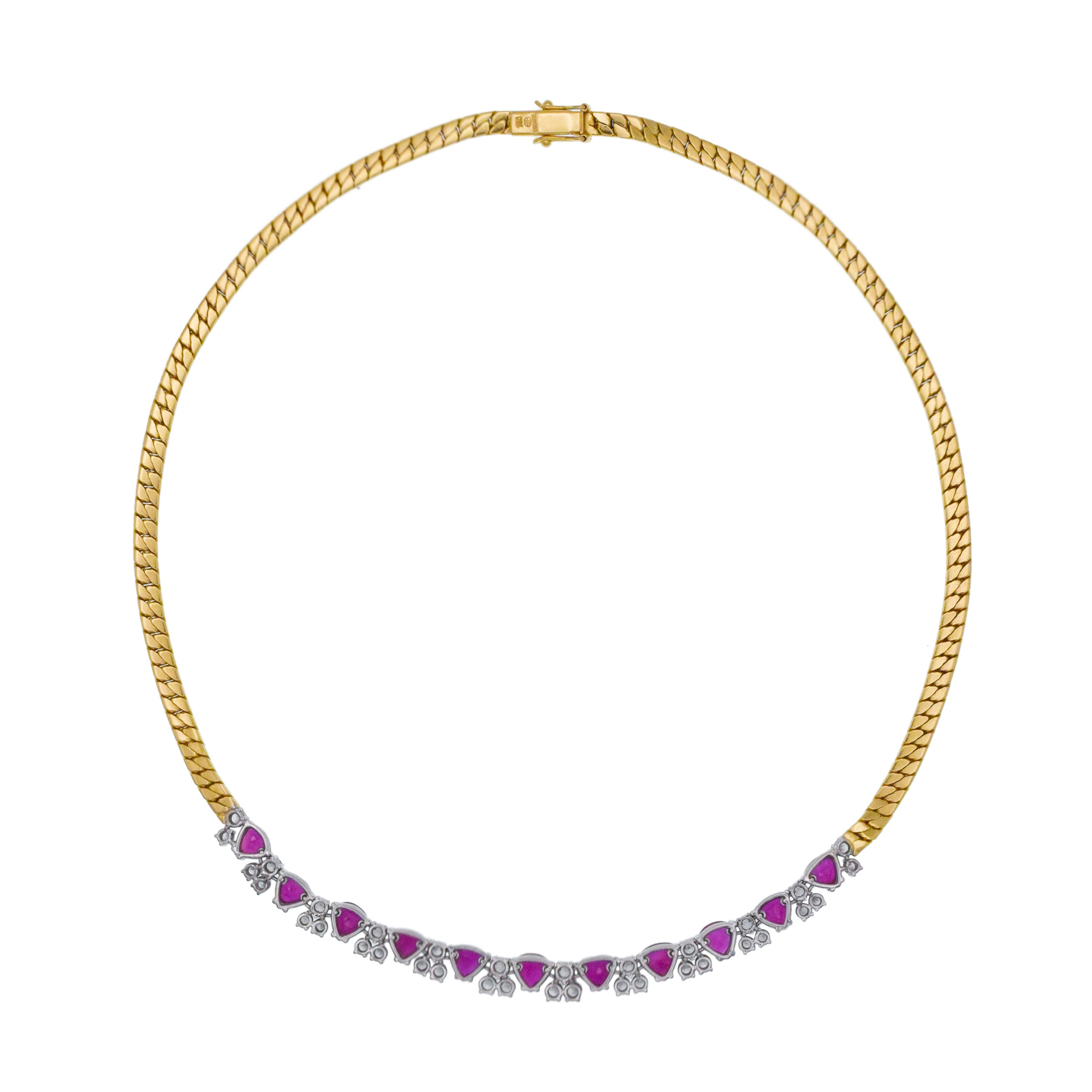Ruby And Diamond Necklace In 18k Yellow And White Gold