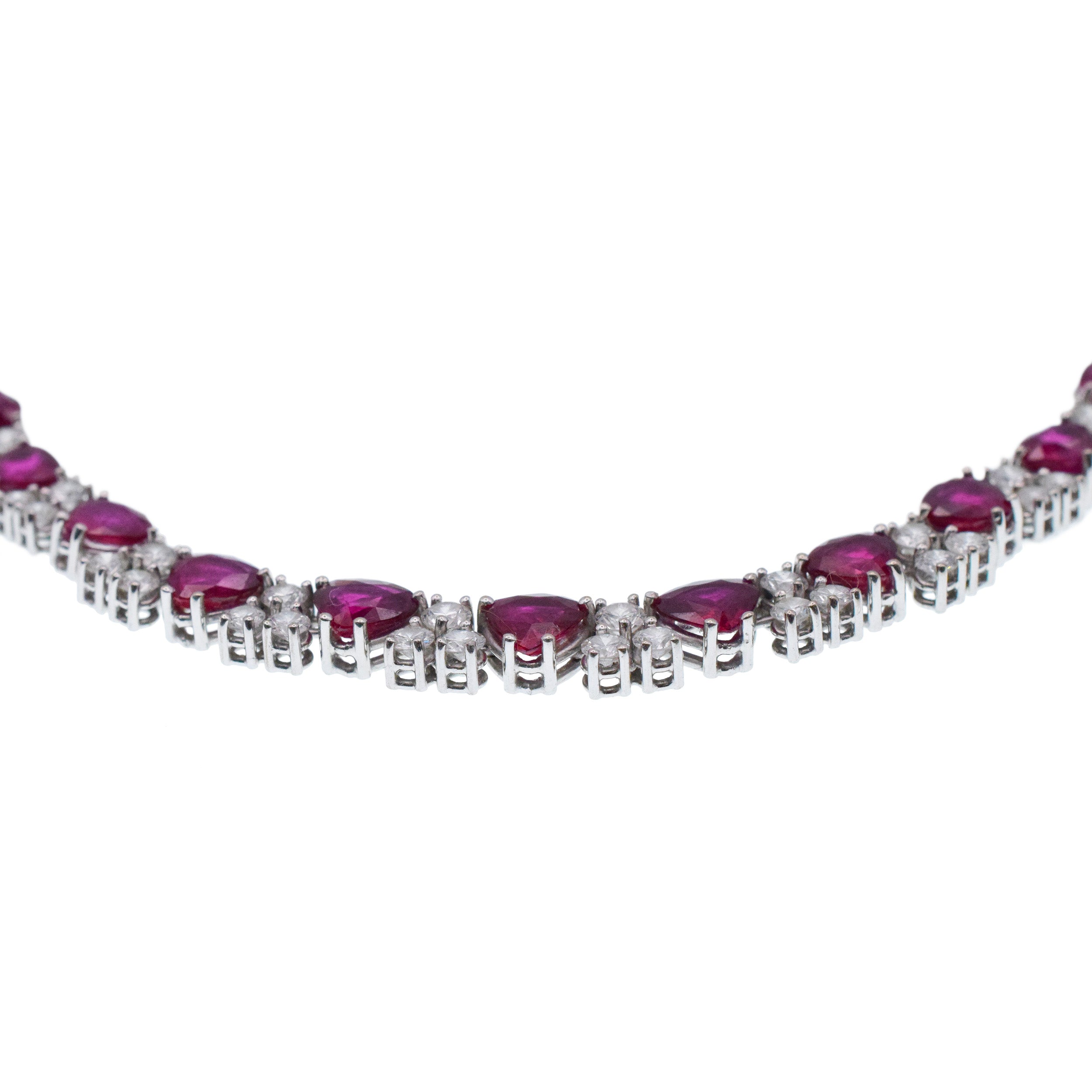 Ruby And Diamond Necklace In 18k Yellow And White Gold