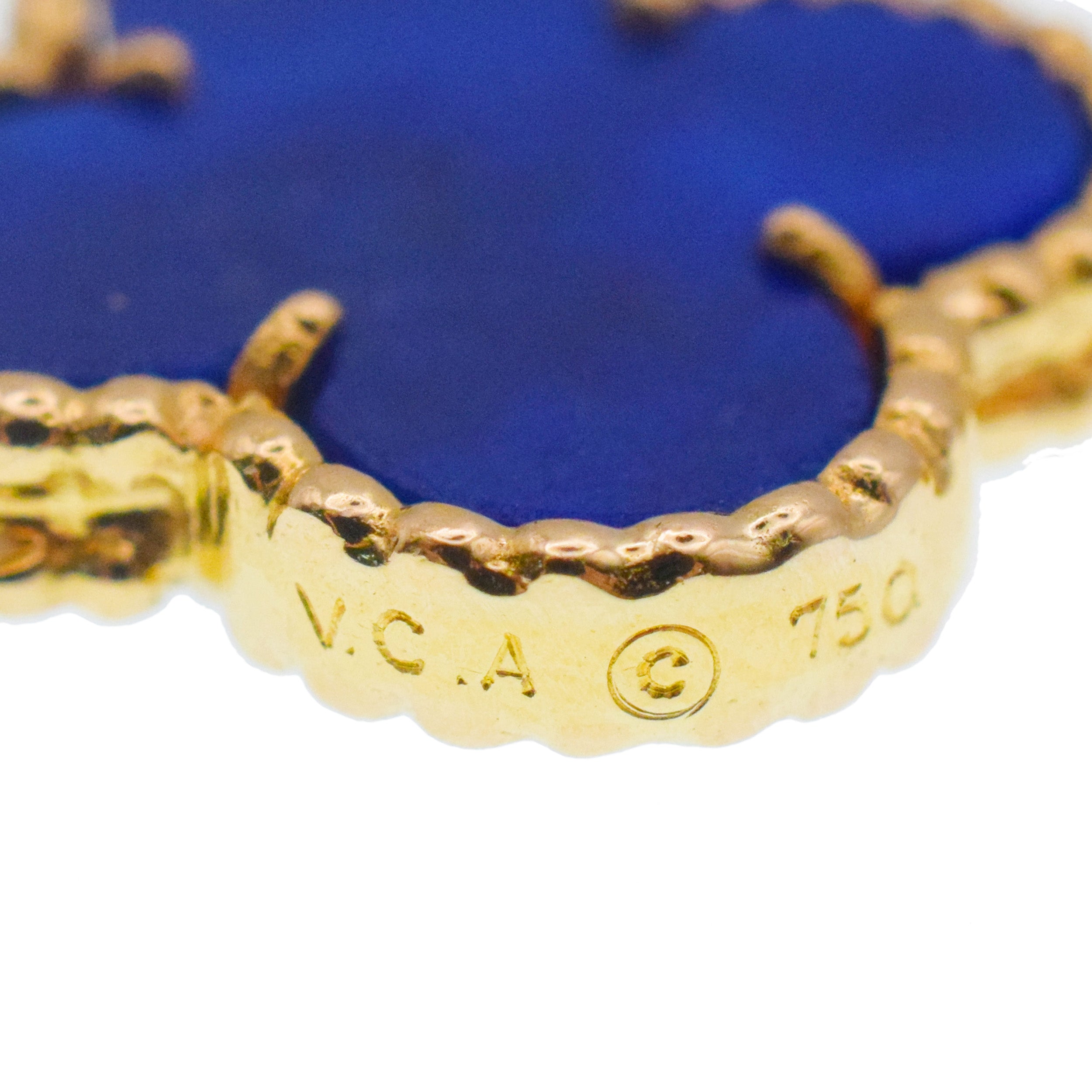 Van Cleef & Arpels Lapis Lazuli Vintage Alhambra Necklace In 18k Yellow Gold
