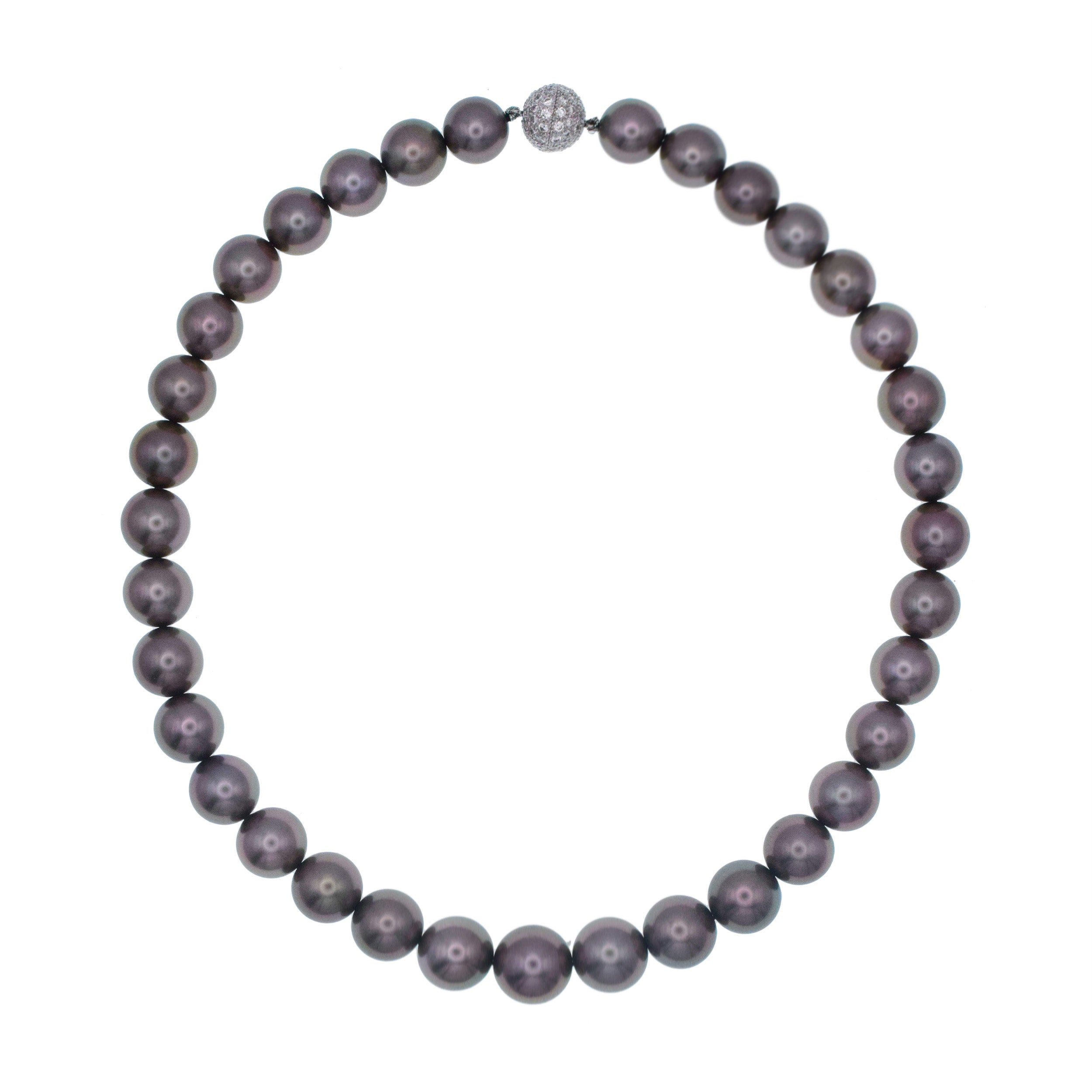 Black Tahitian Pearl Necklace With Diamond Encrusted Platinum Clasp