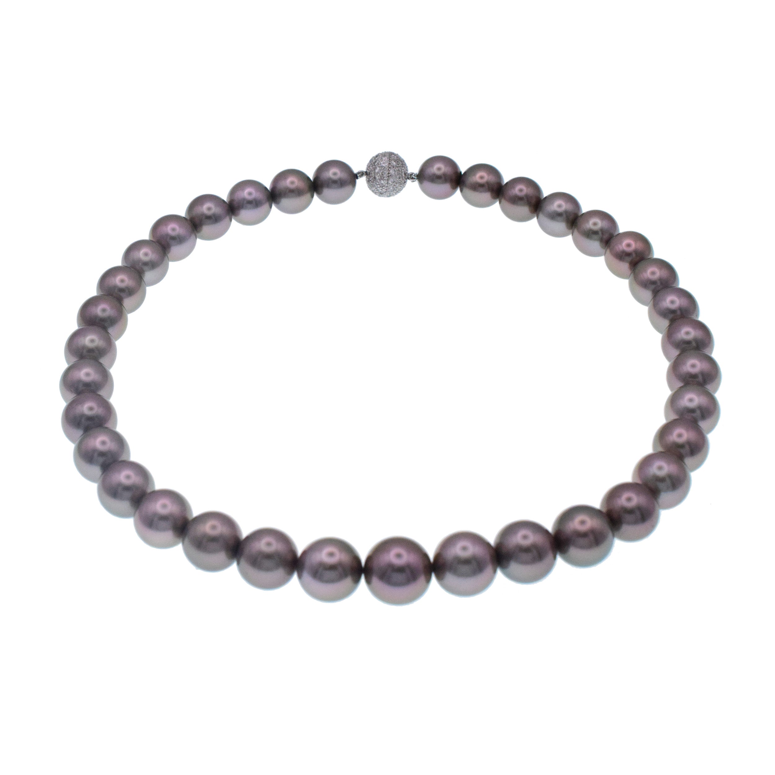 Black Tahitian Pearl Necklace With Diamond Encrusted Platinum Clasp