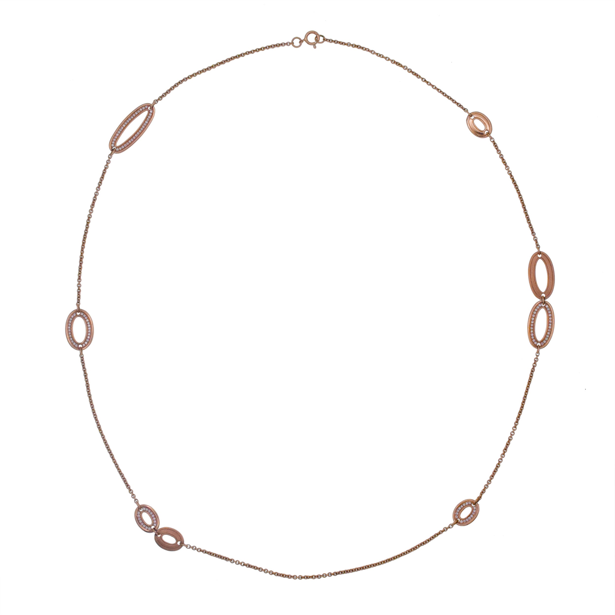 14k Rose Gold And Diamond Station Necklace