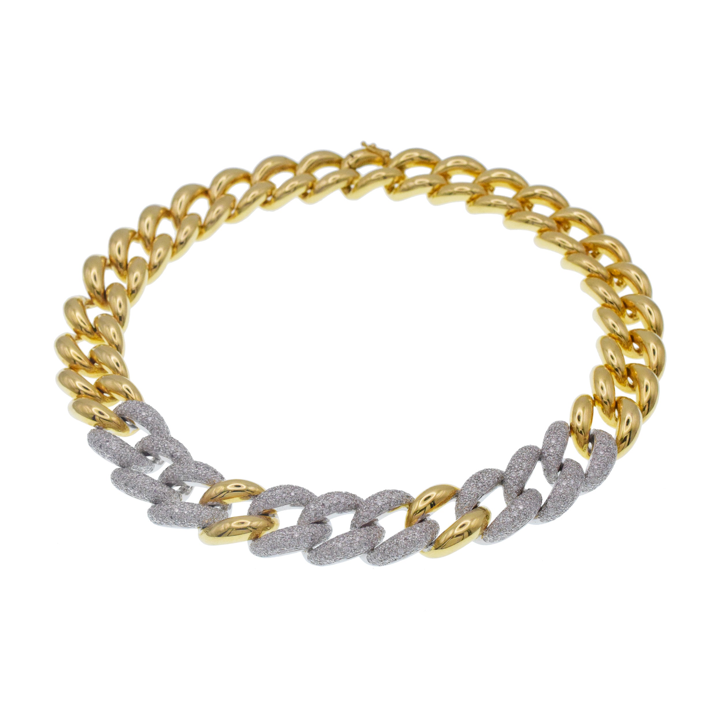 Diamond Curb link Choker Necklace In 18k Two Tone Gold