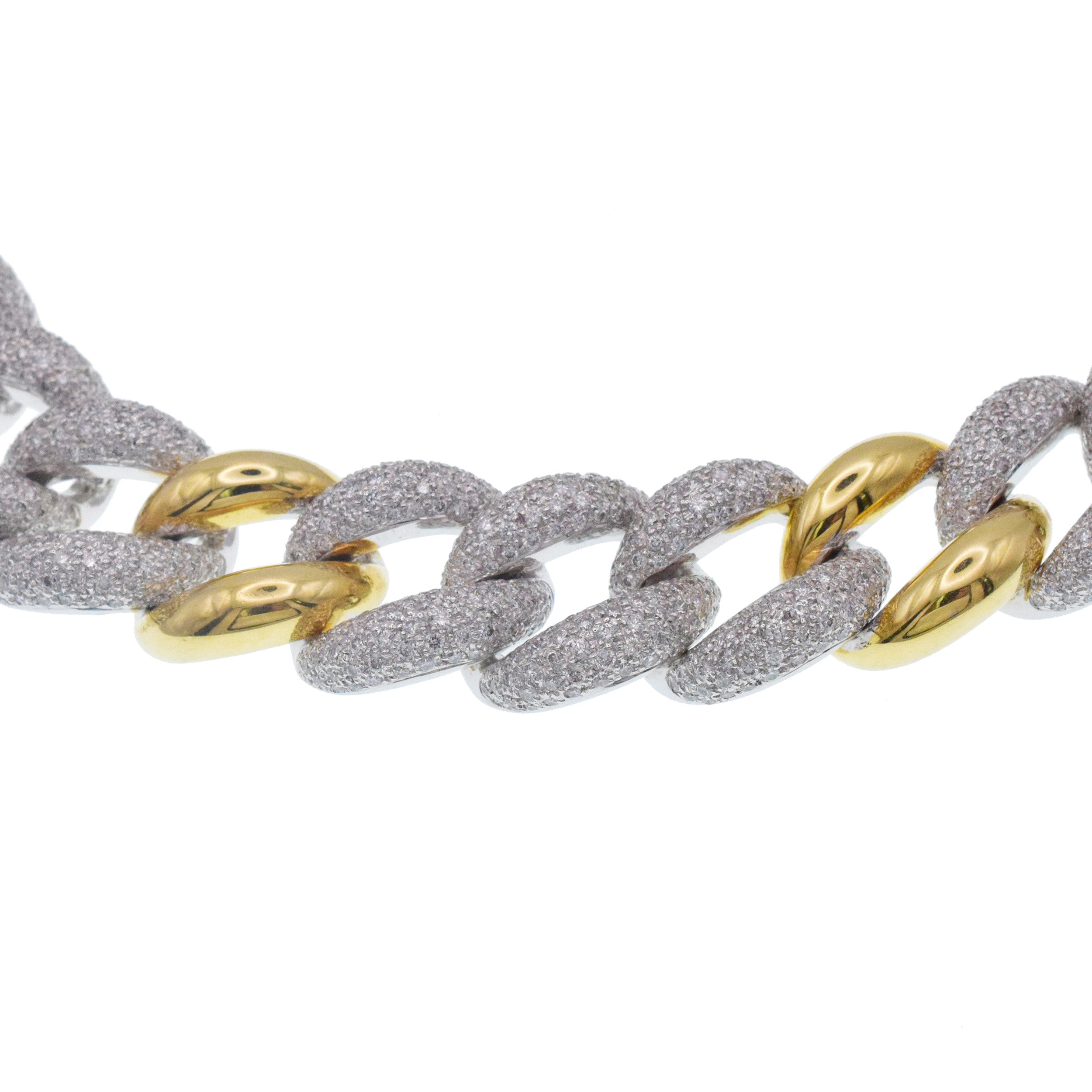 Diamond Curb link Choker Necklace In 18k Two Tone Gold