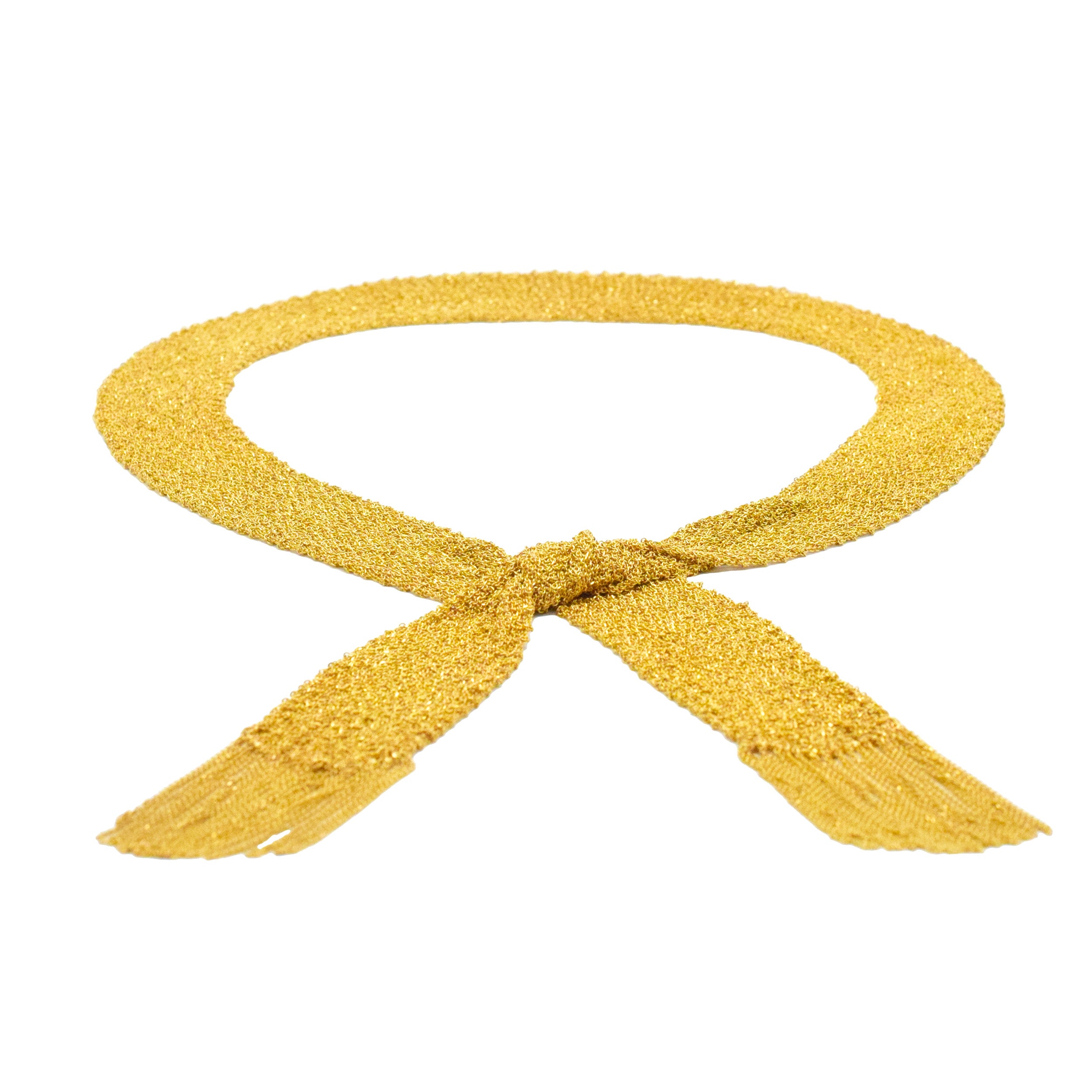 18k Yellow Gold Mesh Scarf Necklace