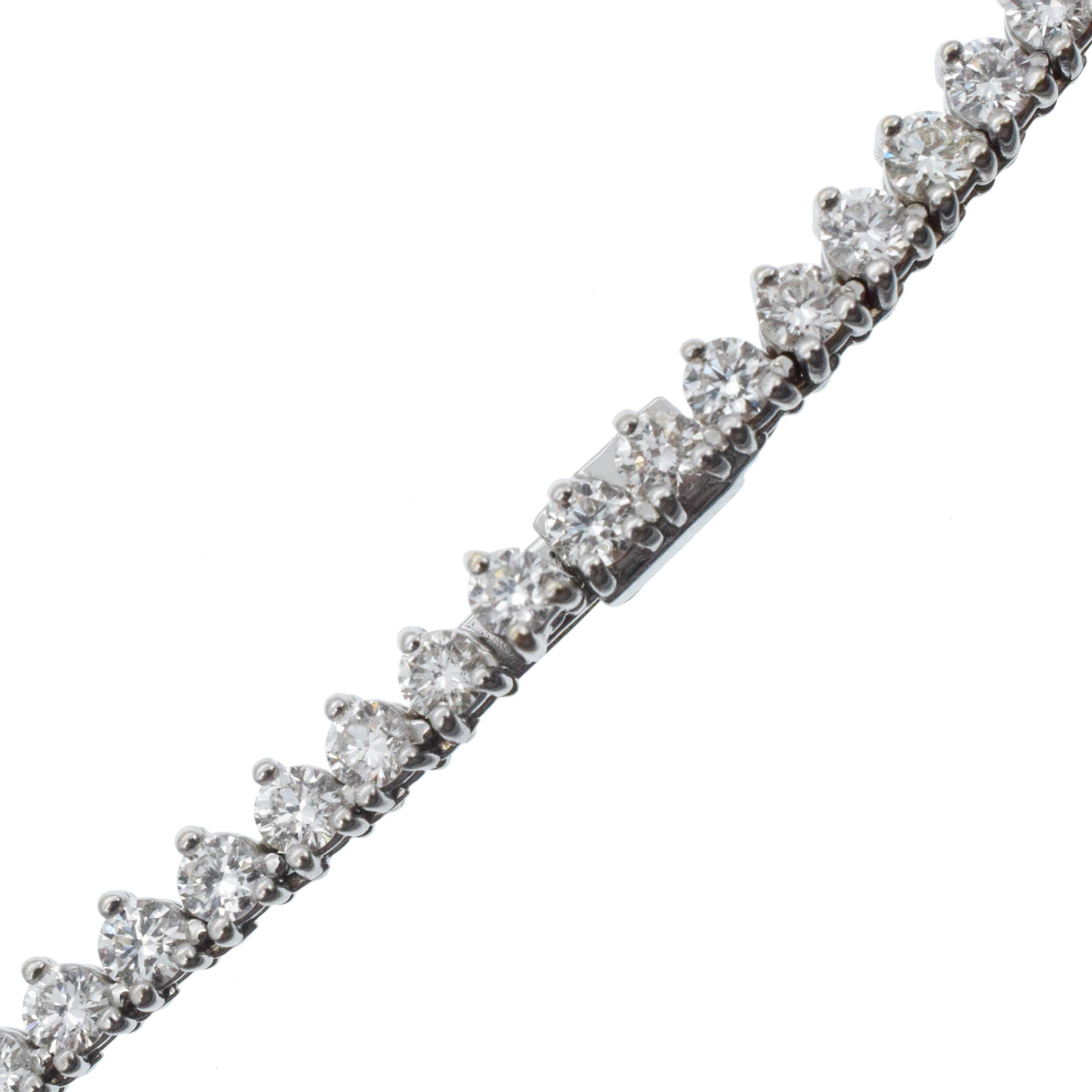 Roberto Coin Long Diamond Tennis Necklace In 18k White Gold