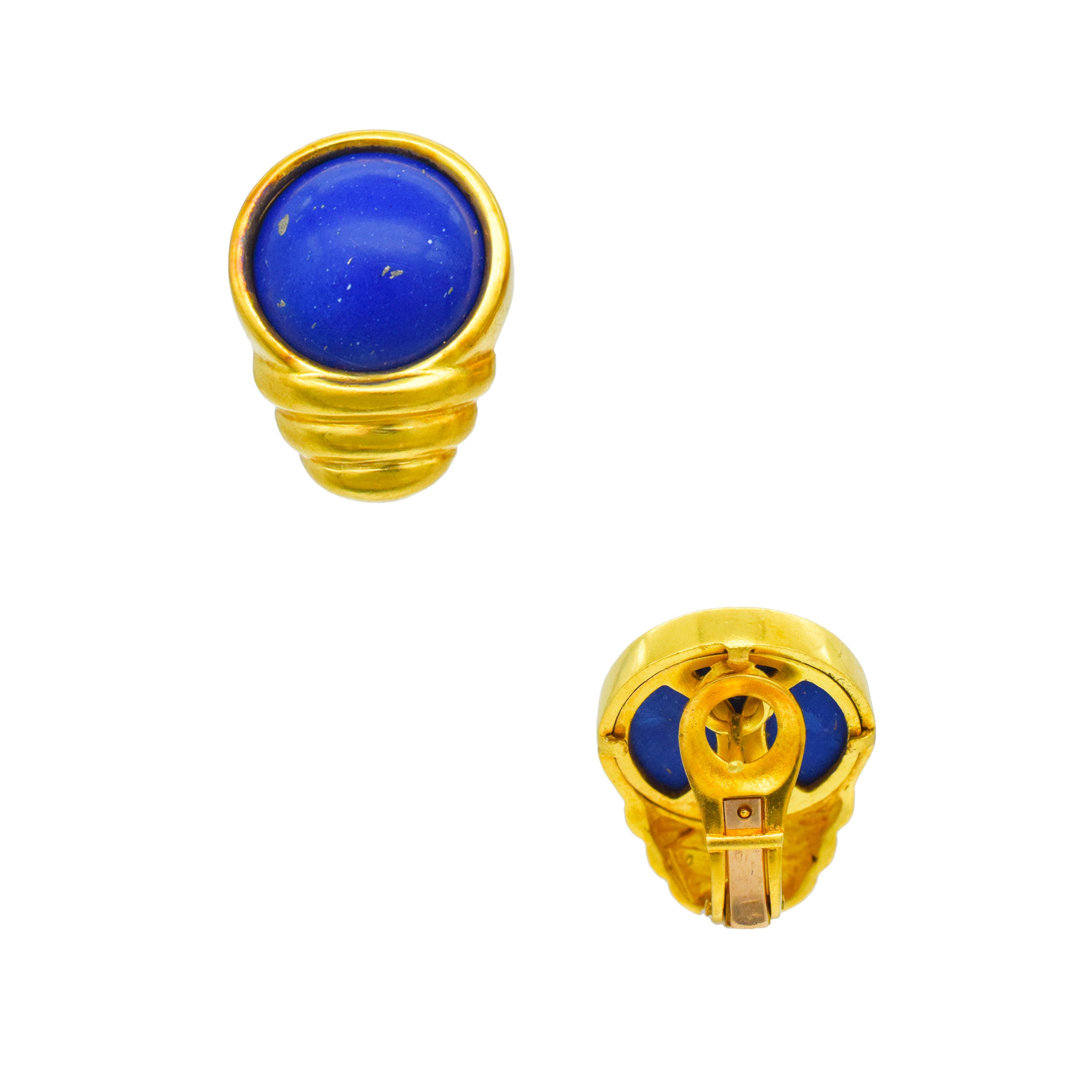 Lapis Lazuli And 22k Hammered Gold Necklace And Earrings Suite