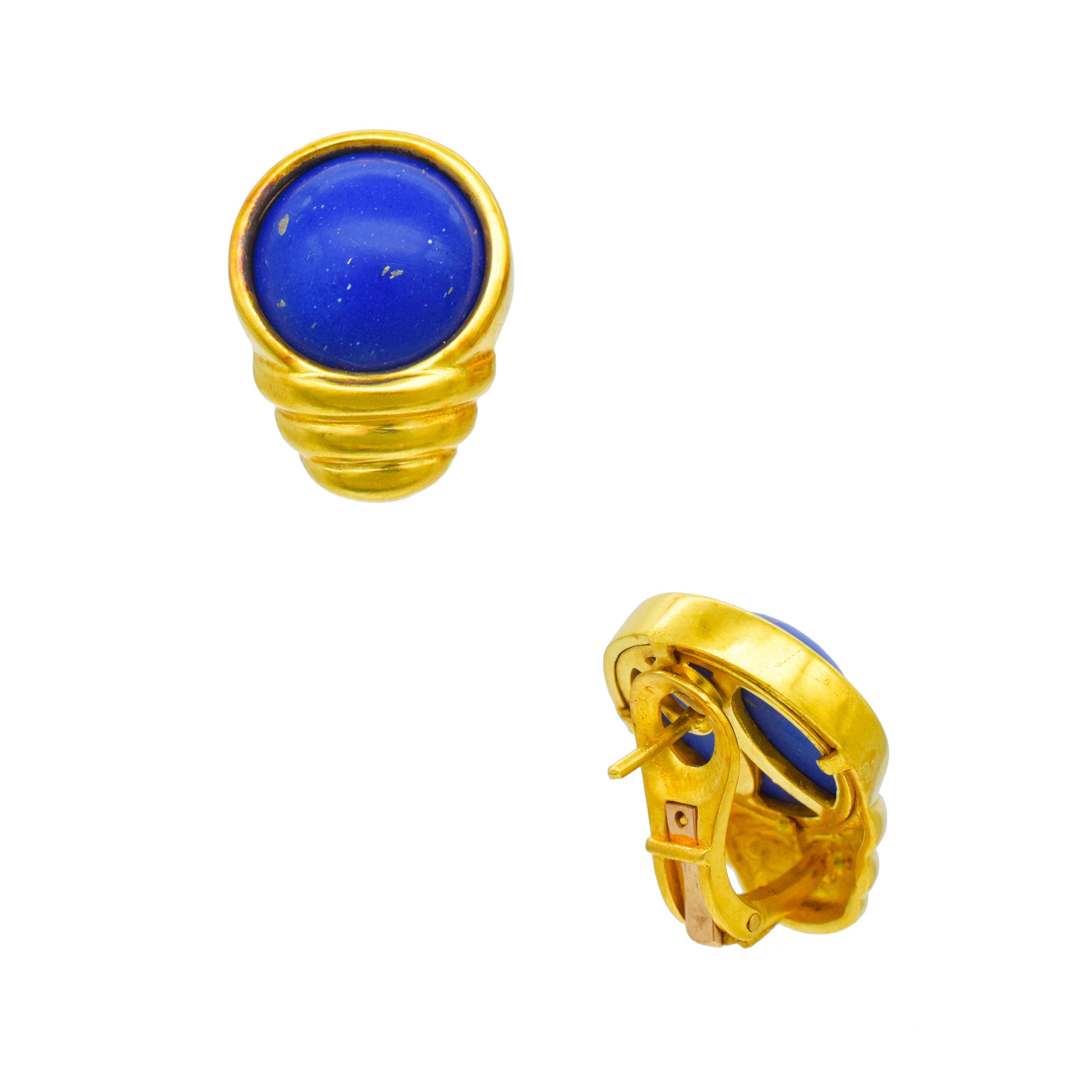 Lapis Lazuli And 22k Hammered Gold Necklace And Earrings Suite