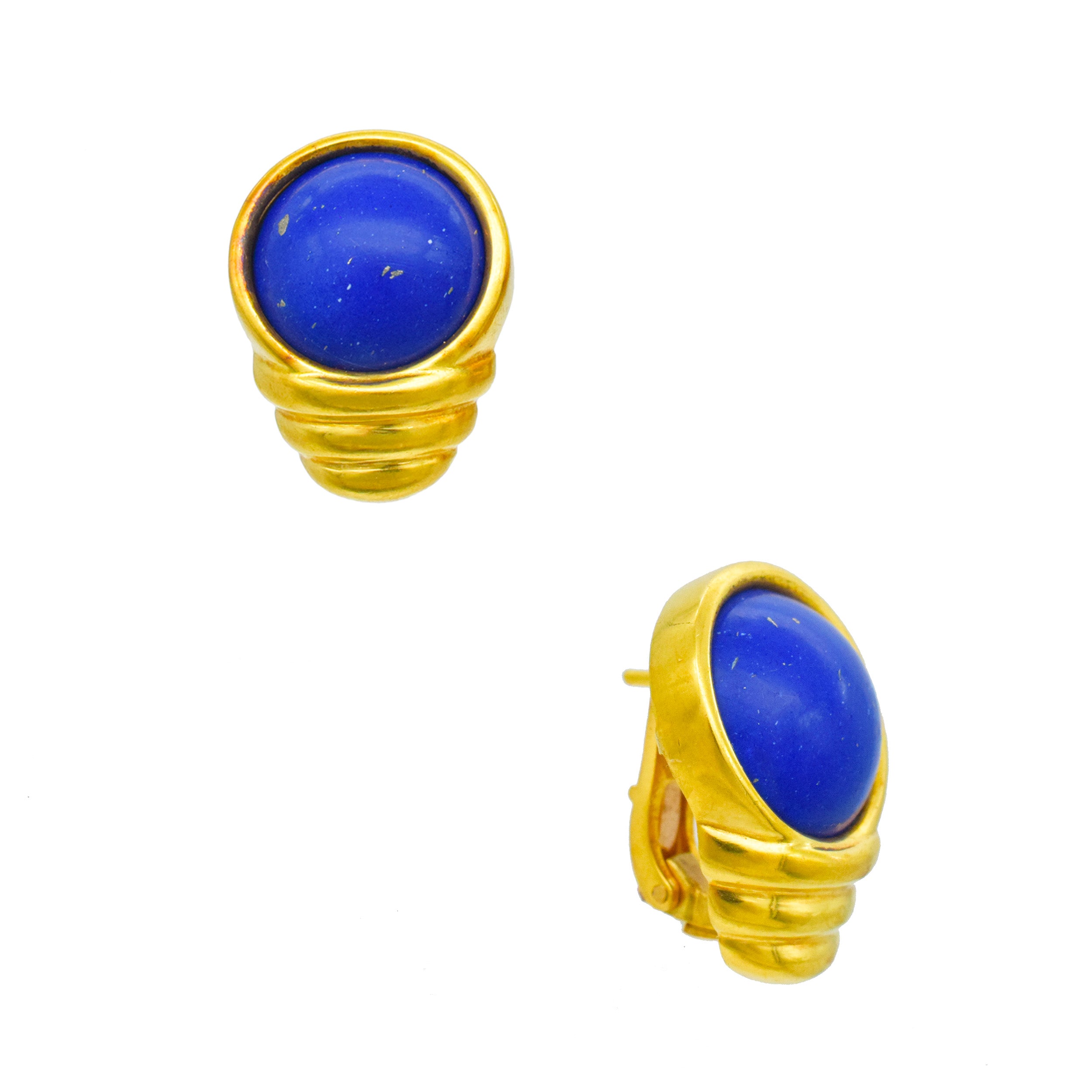 Lapis Lazuli And 22k Hammered Gold Necklace And Earrings Suite