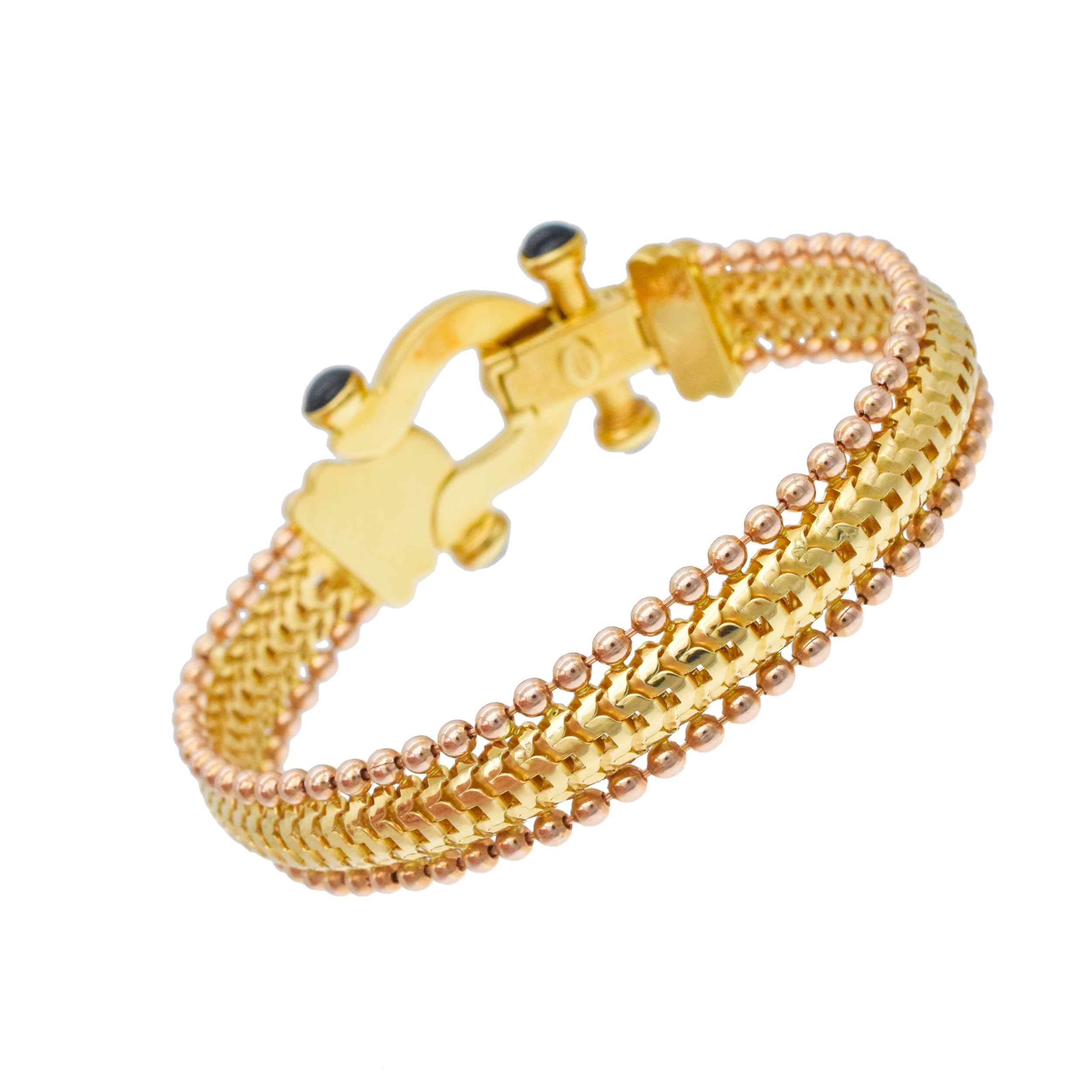 18k Two-Tone Gold Necklace And Bracelet Suite With Sapphire Accents