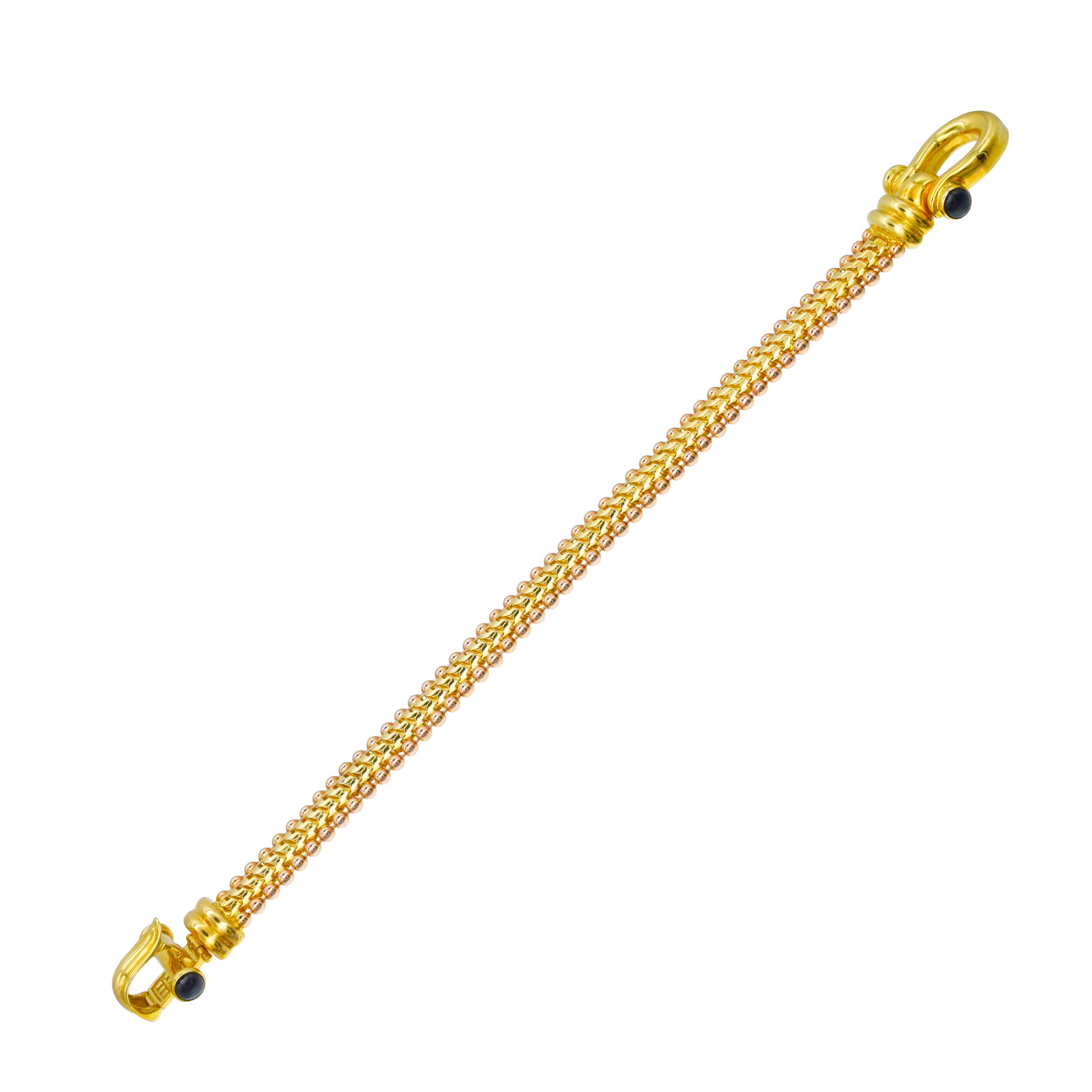 18k Two-Tone Gold Necklace And Bracelet Suite With Sapphire Accents