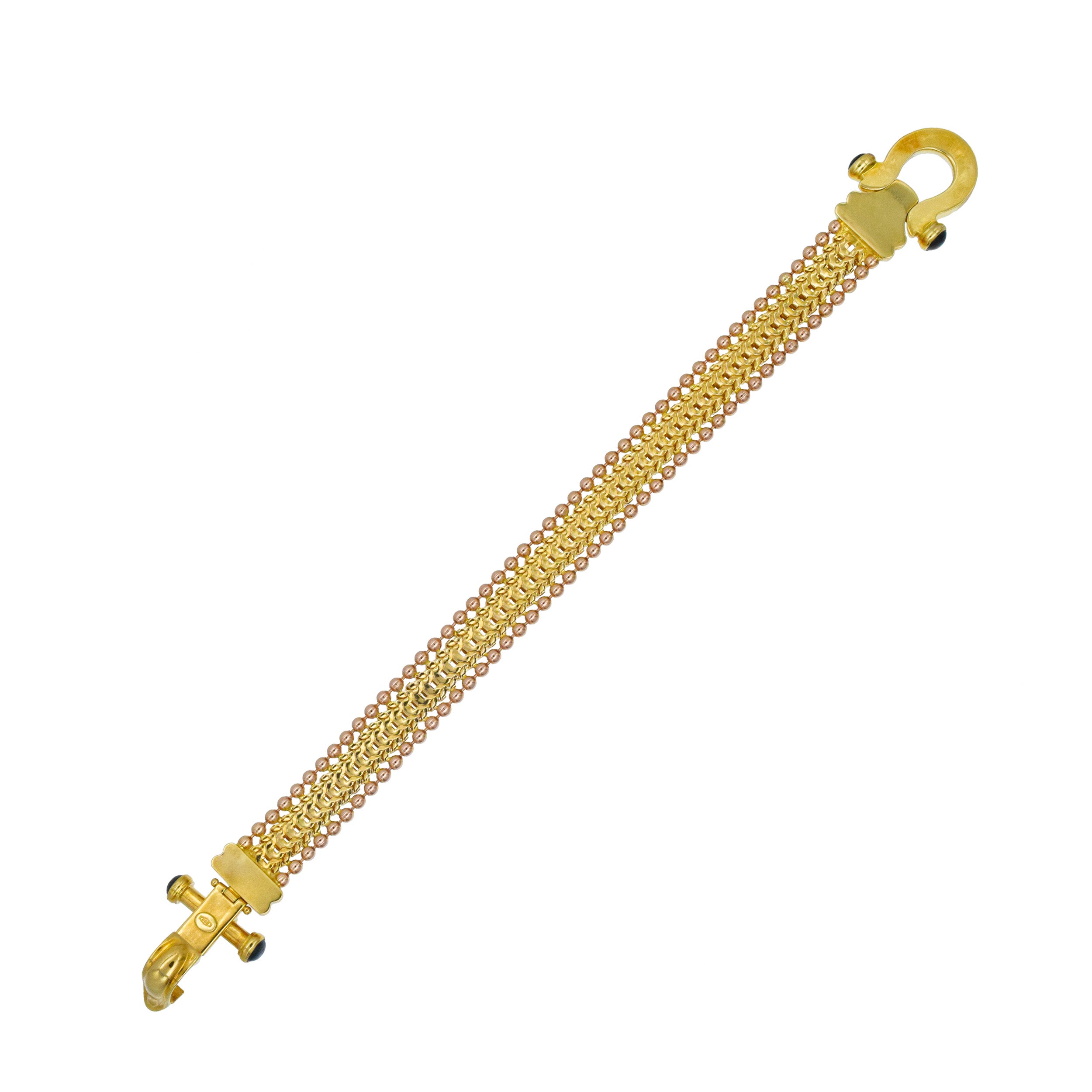18k Two-Tone Gold Necklace And Bracelet Suite With Sapphire Accents