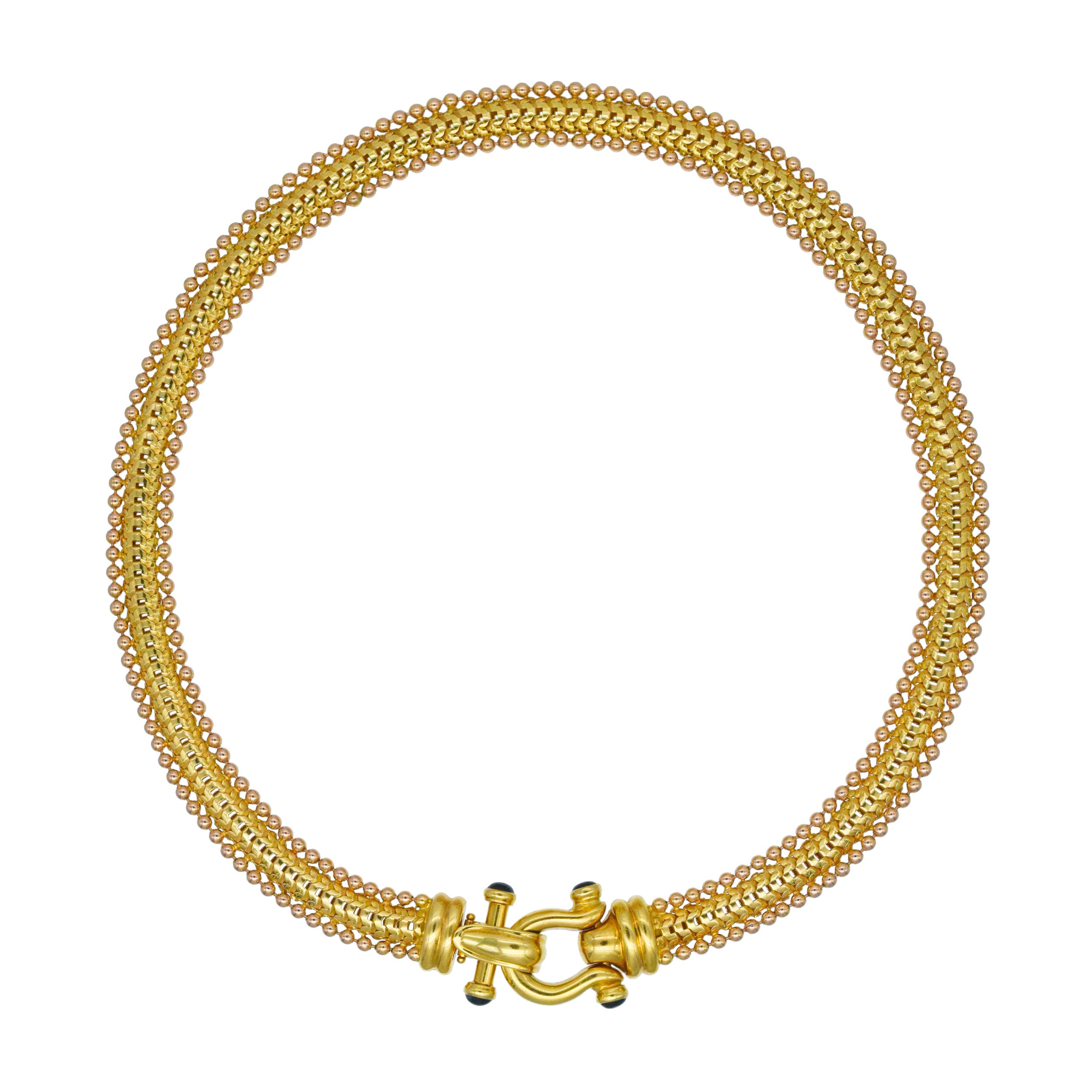 18k Two-Tone Gold Necklace And Bracelet Suite With Sapphire Accents