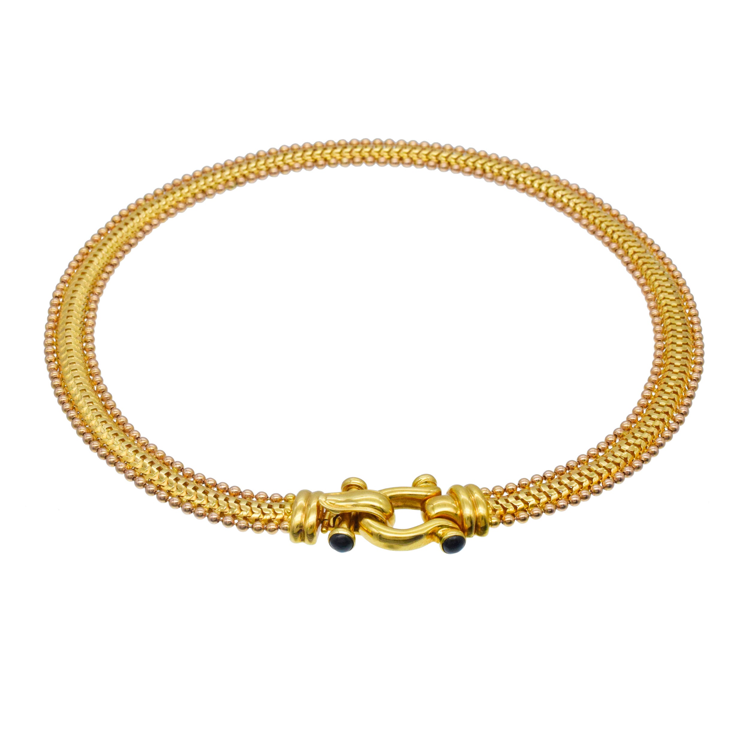 18k Two-Tone Gold Necklace And Bracelet Suite With Sapphire Accents