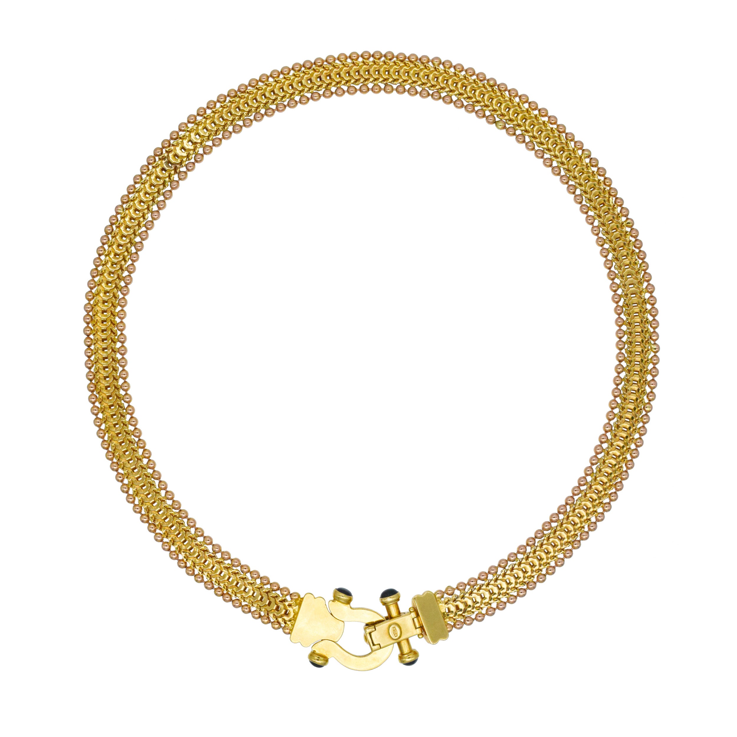 18k Two-Tone Gold Necklace And Bracelet Suite With Sapphire Accents