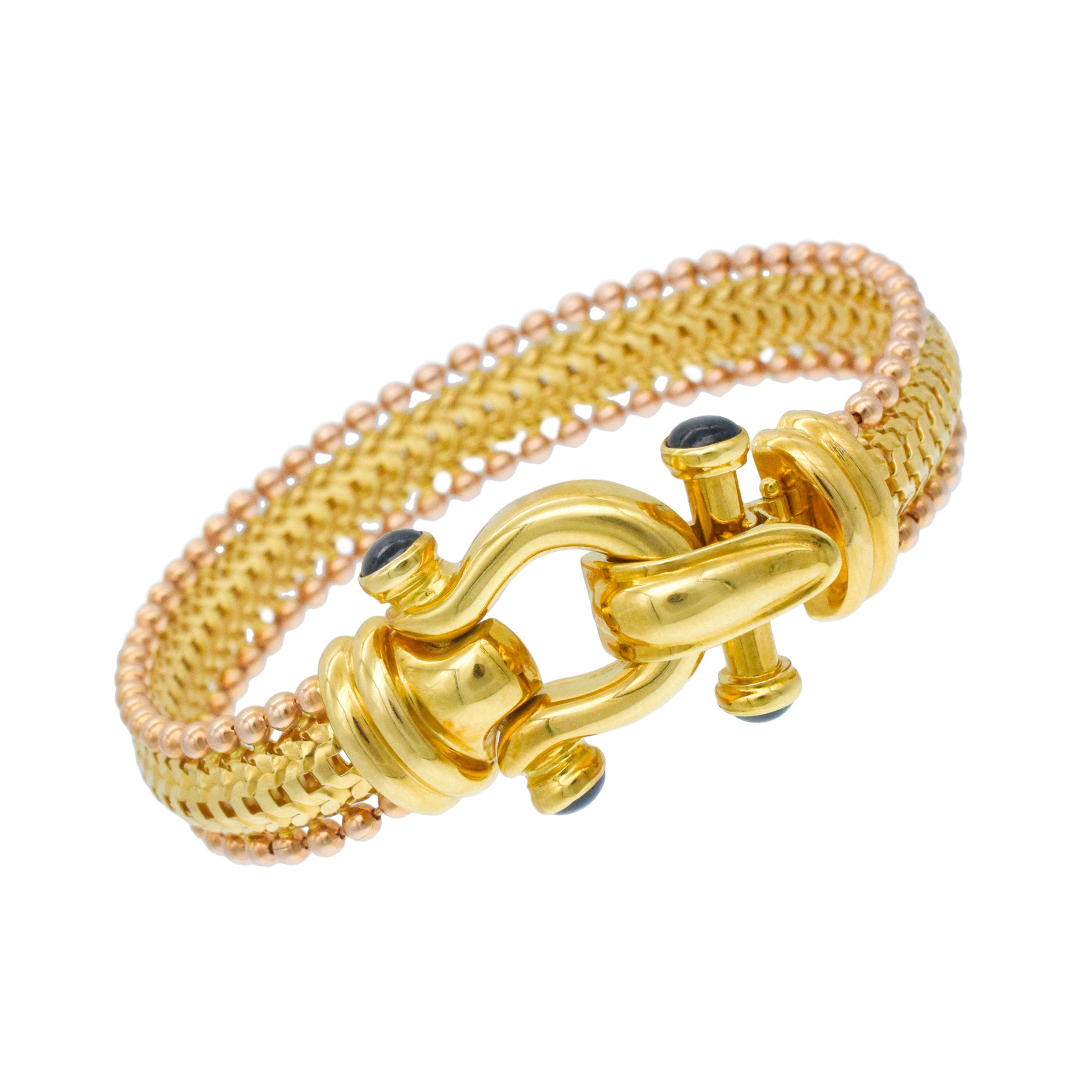 18k Two-Tone Gold Necklace And Bracelet Suite With Sapphire Accents