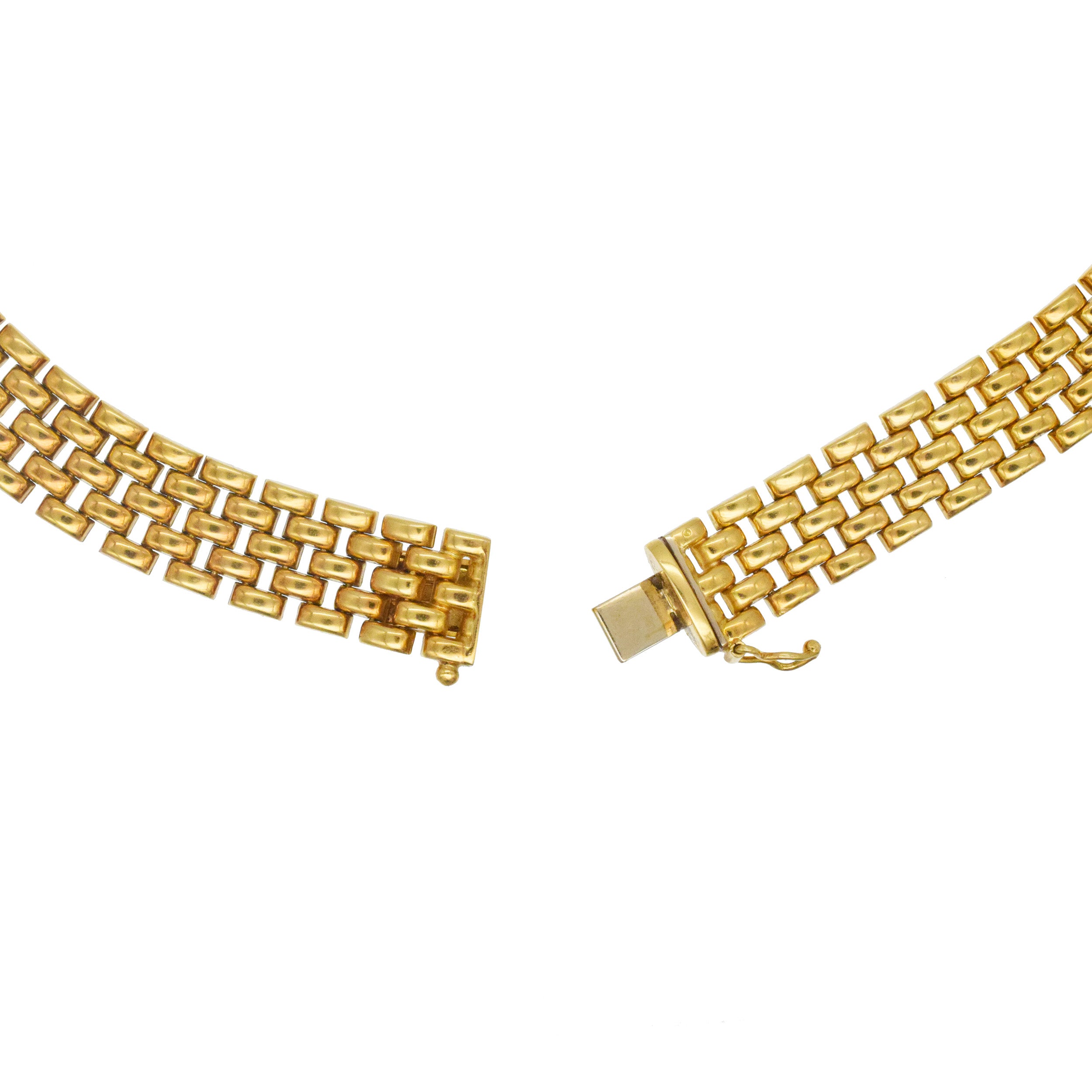 18K Yellow Gold 5-Row Panthere Link Style Necklace