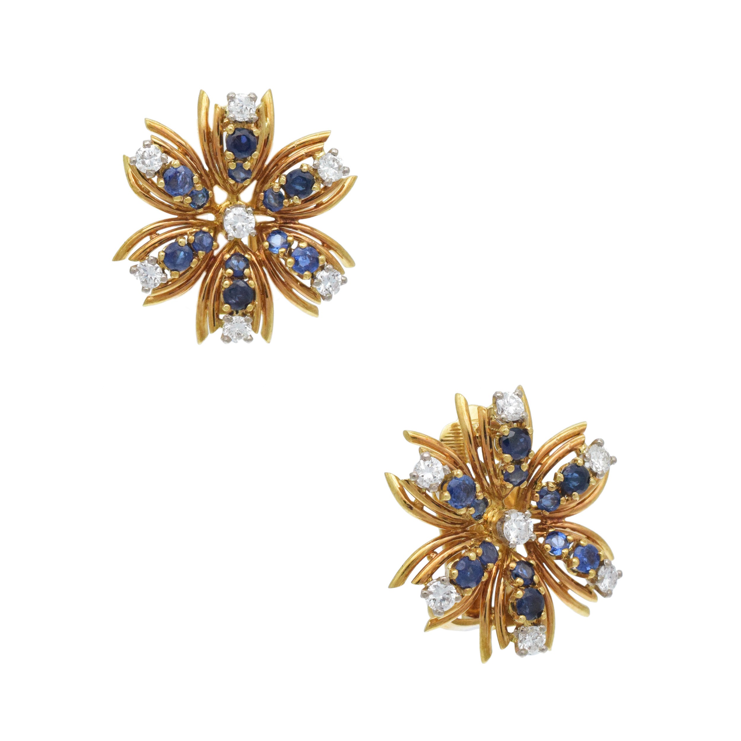 Van Cleef & Arpels Sapphire & Diamond Nature Inspired Earring & Necklace Suite In 18k Yellow Gold