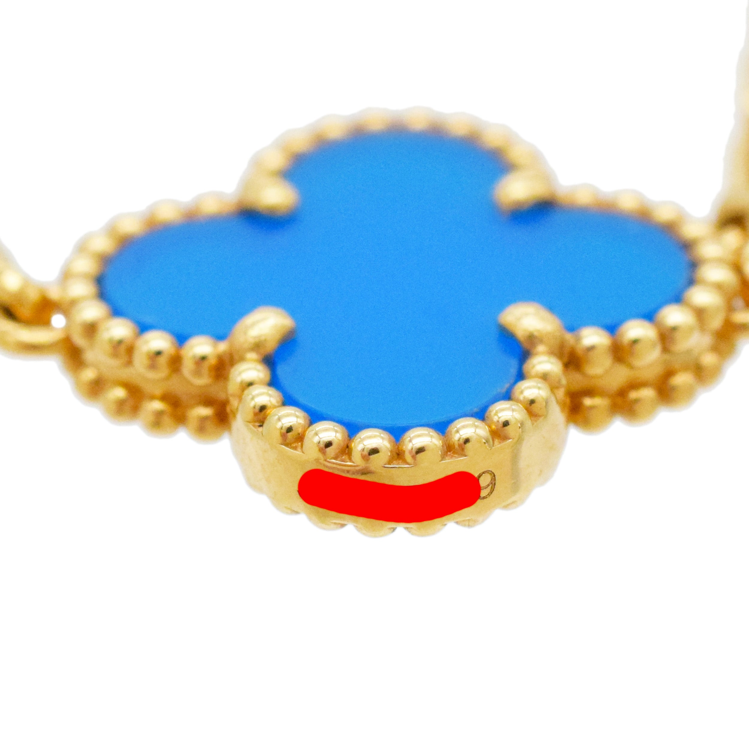 Van Cleef & Arpels Agate 20-Motif Vintage Alhambra Necklace In 18k Yellow Gold