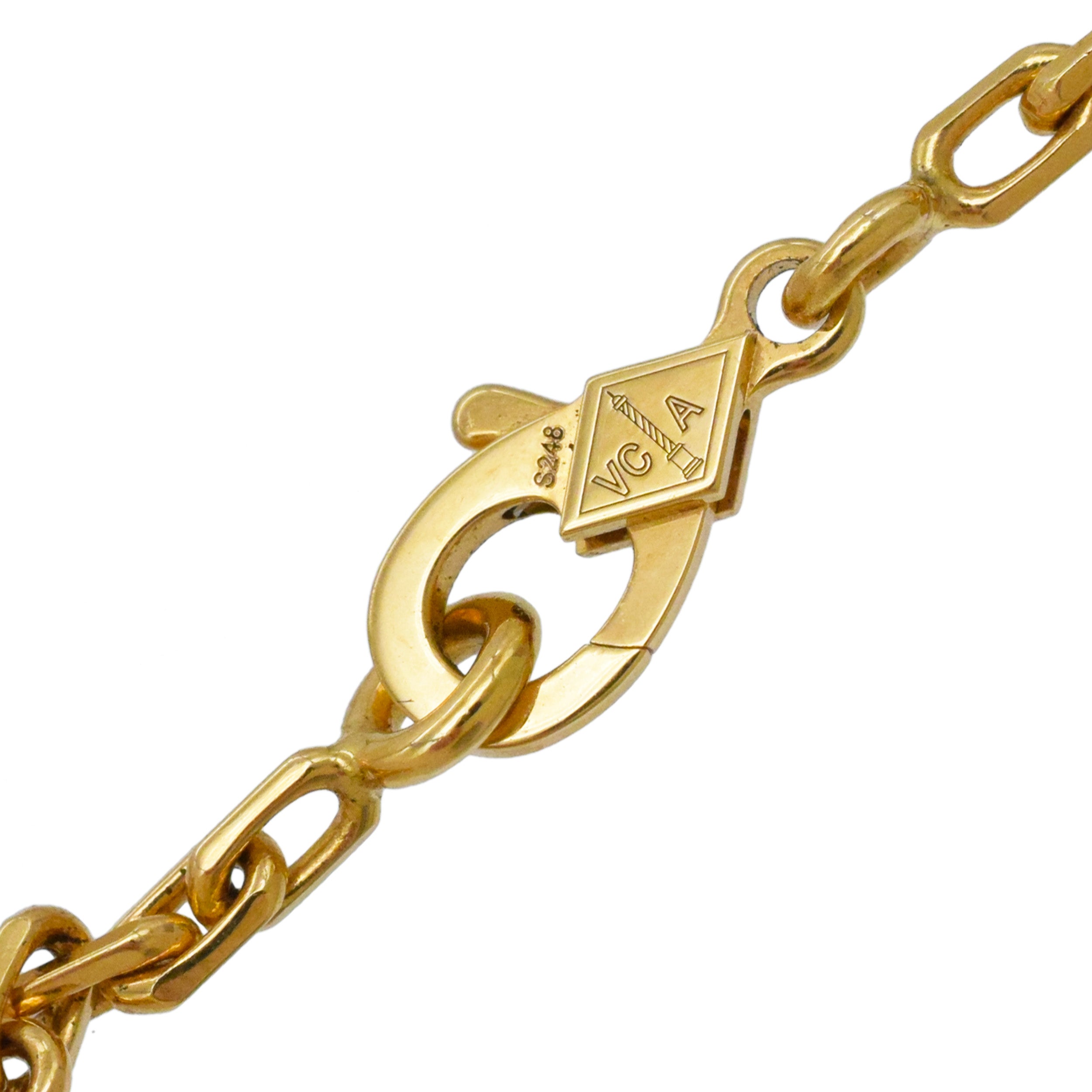 Van Cleef & Arpels Agate 20-Motif Vintage Alhambra Necklace In 18k Yellow Gold