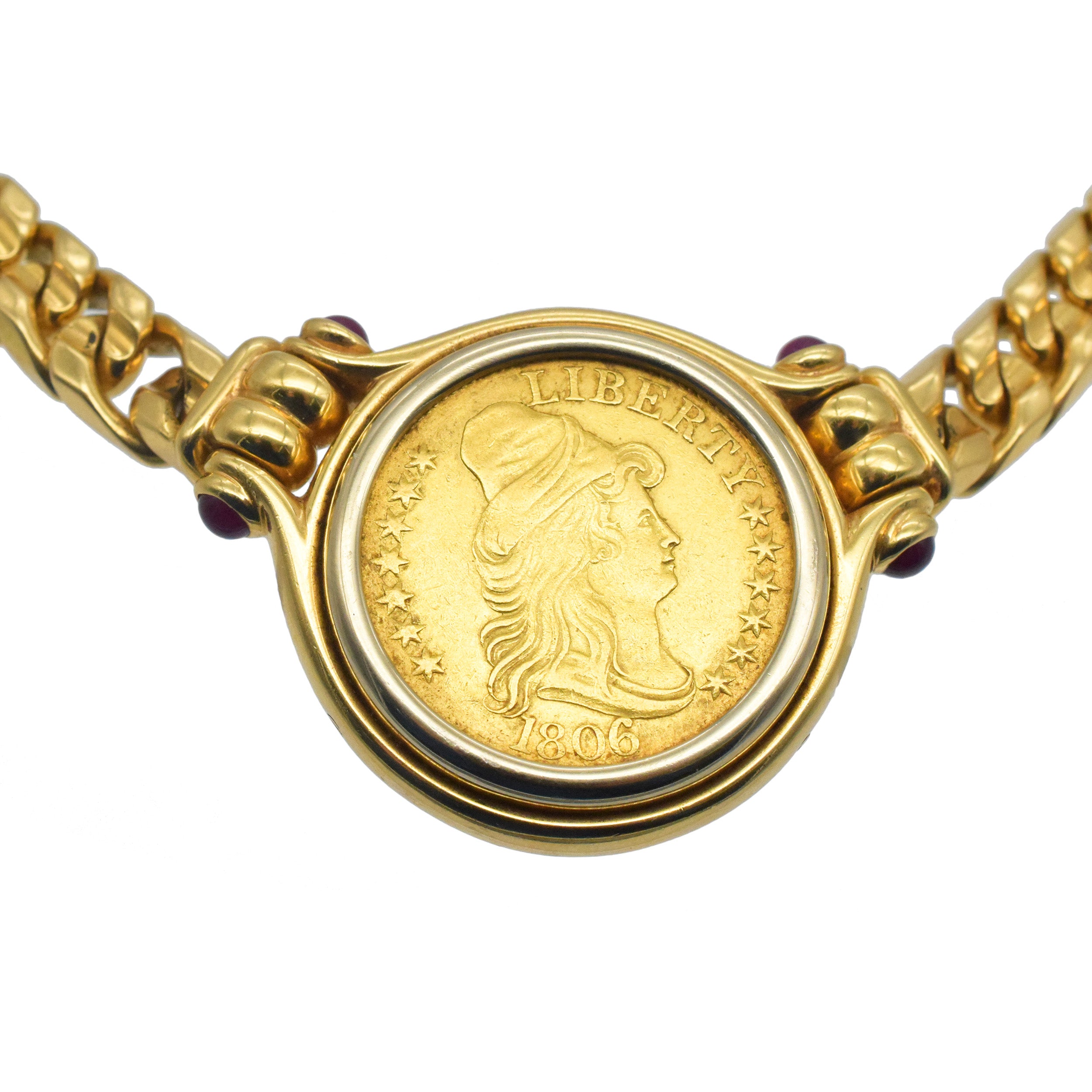 Bulgari ‘Monete’ American Gold Coin Necklace In 18K Yellow Gold