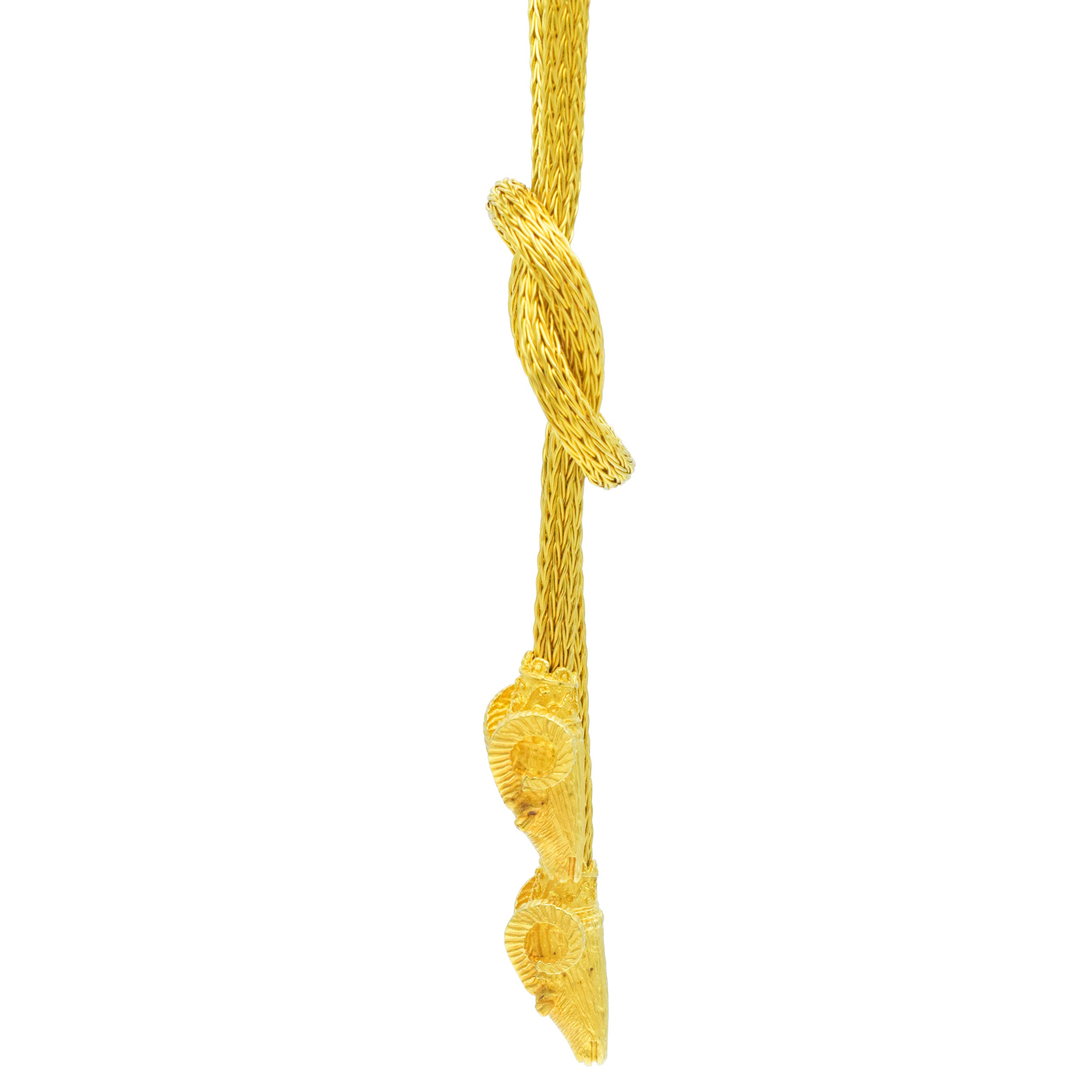 Ram Head Lariat Necklace In 18k Yellow Gold