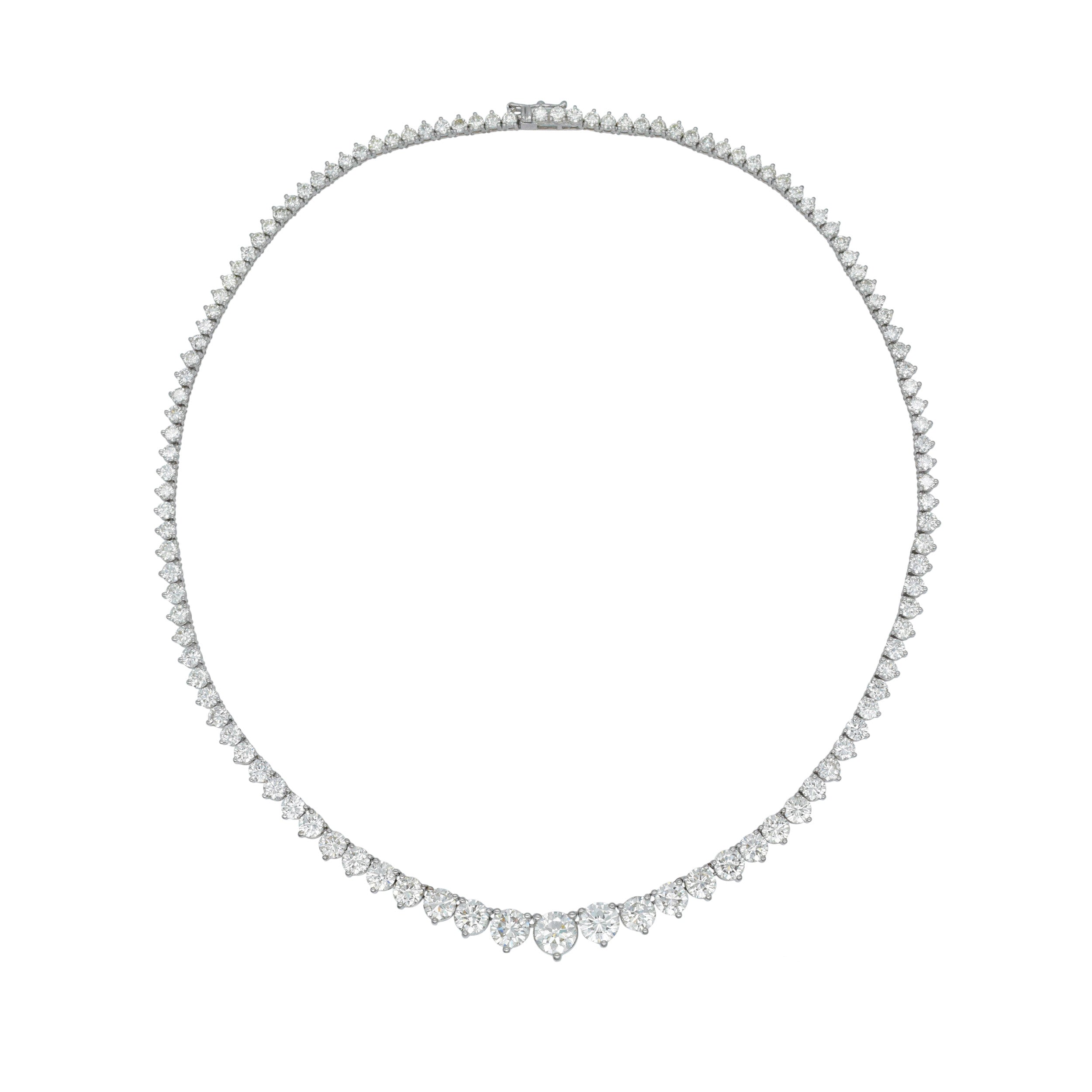 21.50ct Diamond Riviera Necklace In 14k White Gold