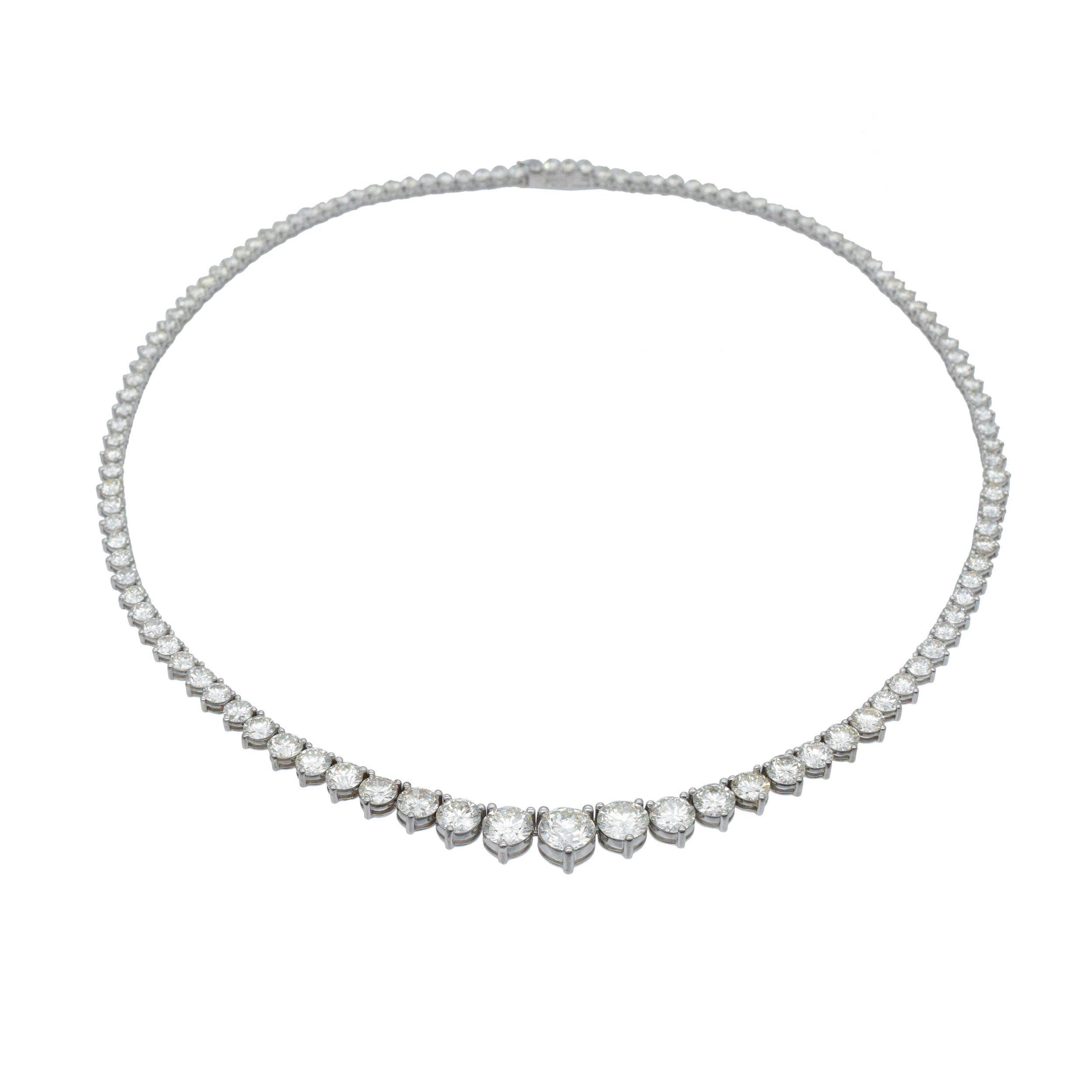 21.50ct Diamond Riviera Necklace In 14k White Gold