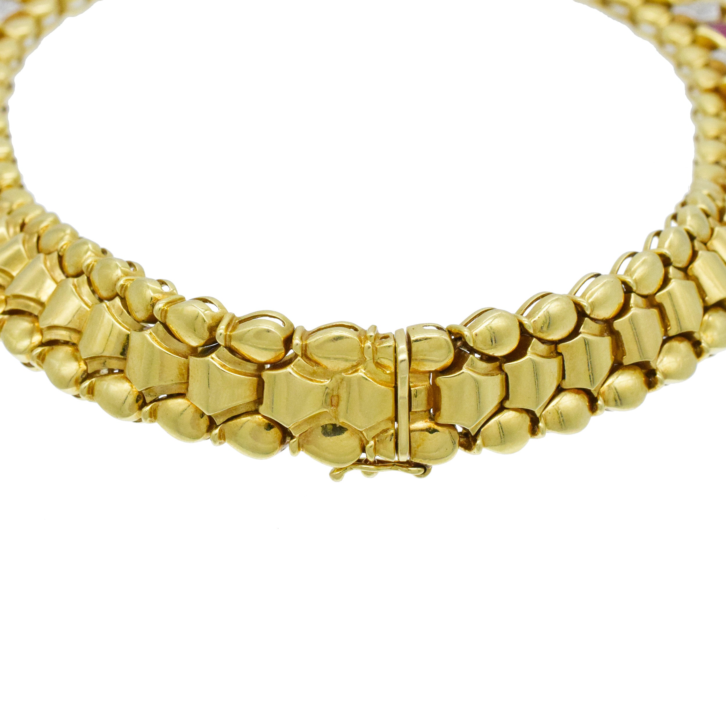 Ruby And Diamond Collar Necklace In 18k Yellow Gold