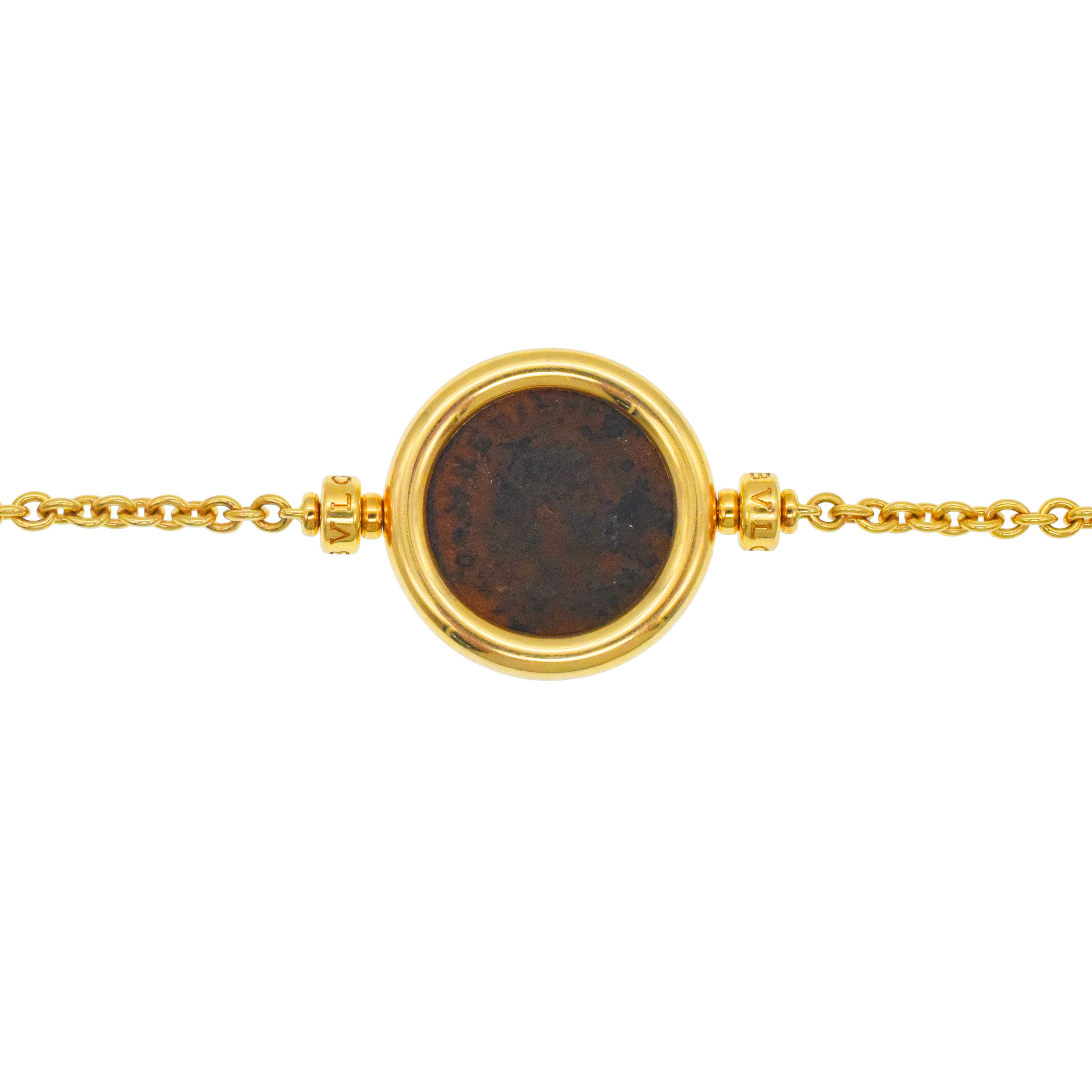Bulgari Monete And Gold Bead Long Chain In 18k Yellow Gold
