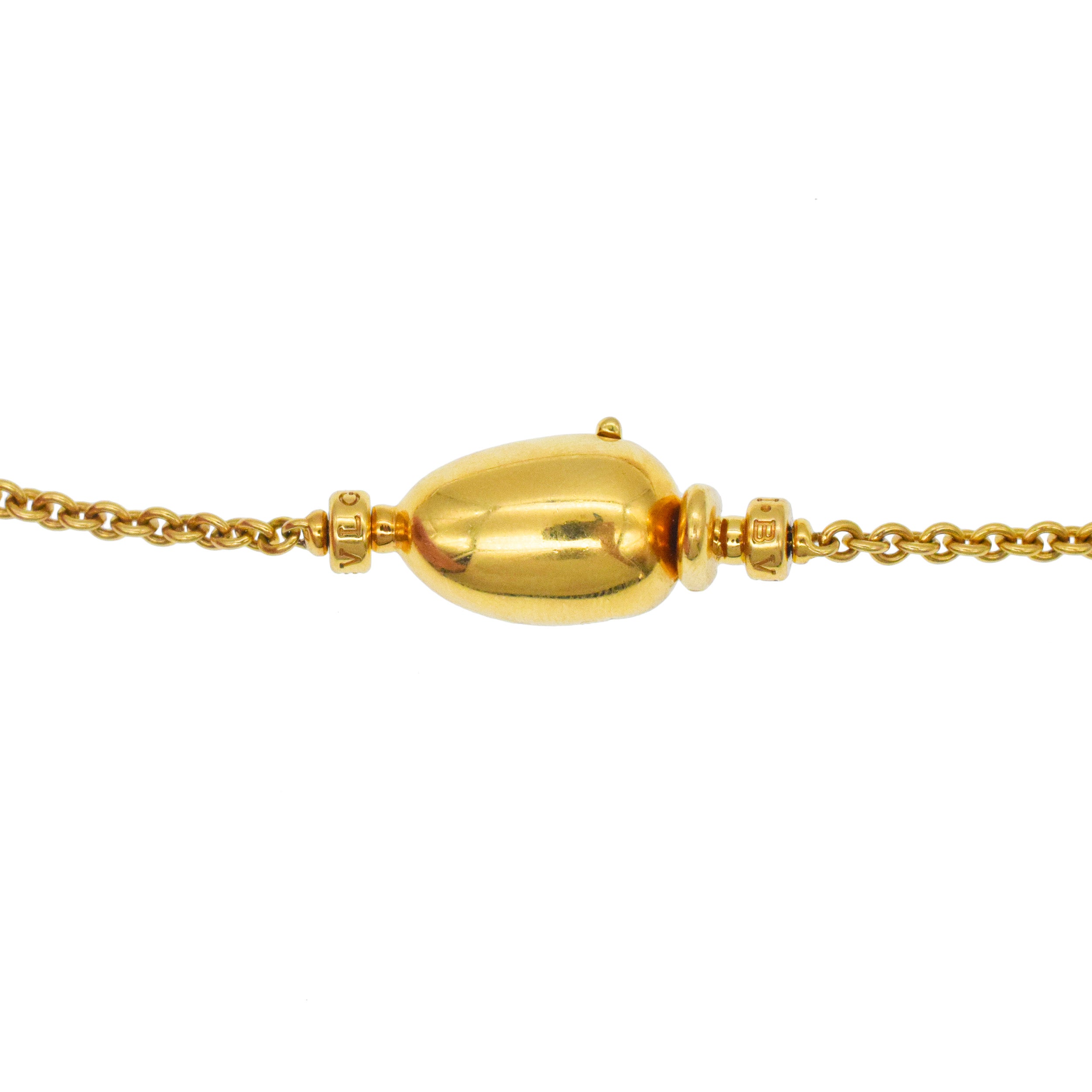 Bulgari Monete And Gold Bead Long Chain In 18k Yellow Gold