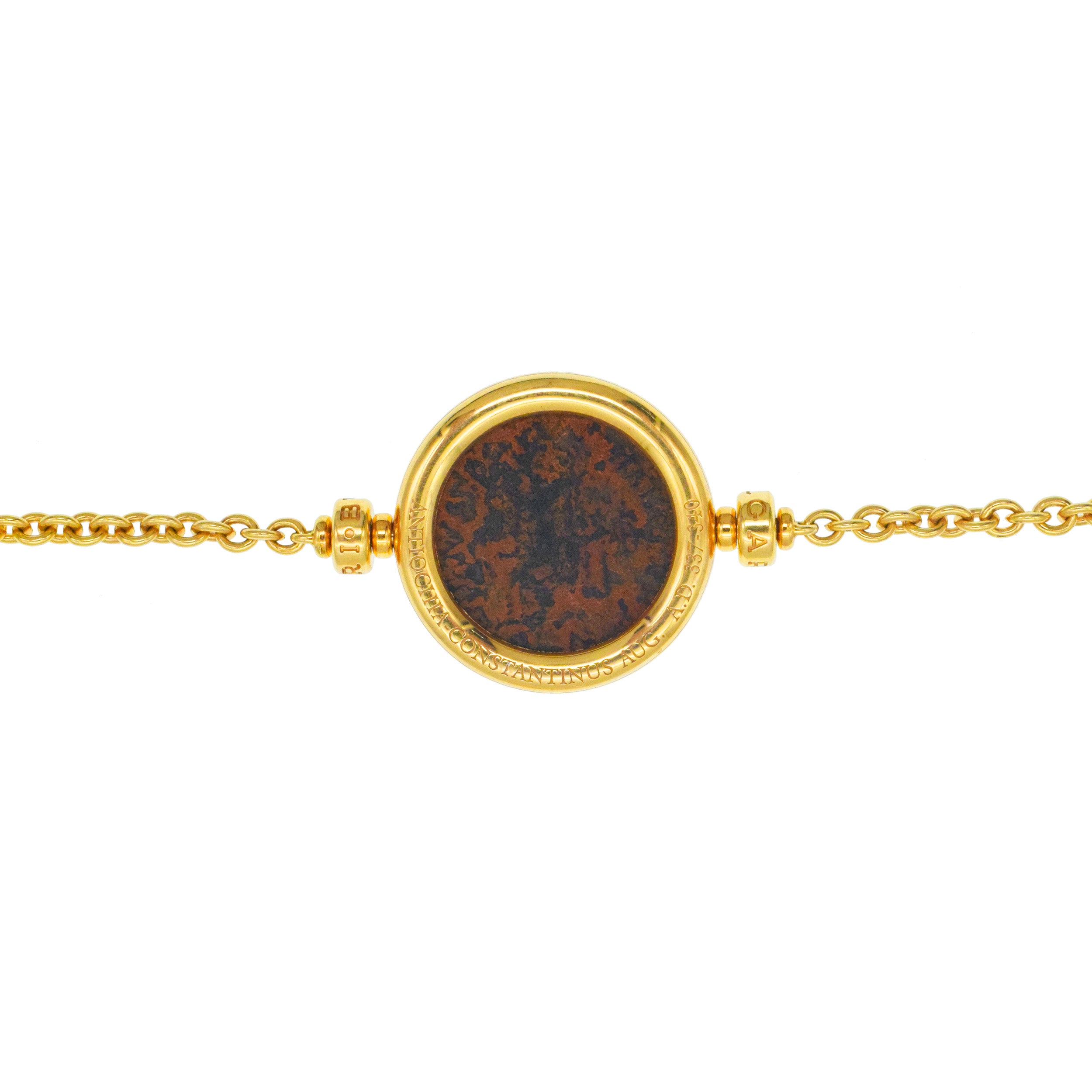 Bulgari Monete And Gold Bead Long Chain In 18k Yellow Gold