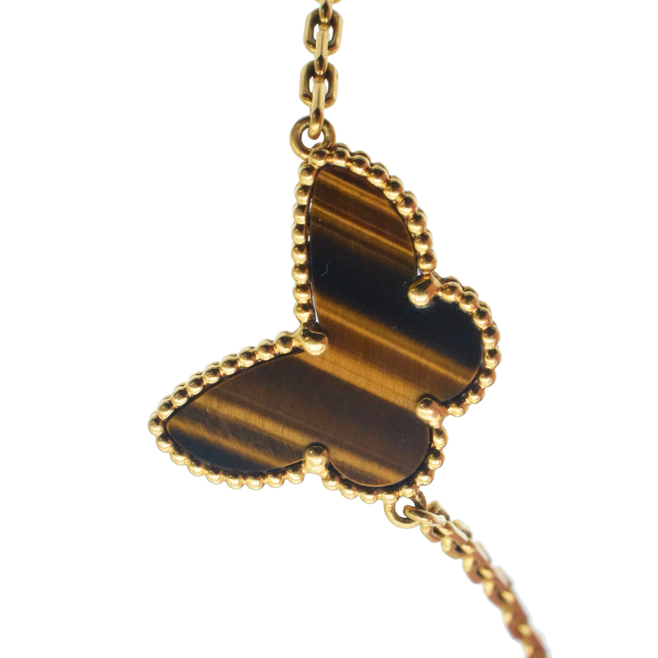 Van Cleef & Arpels Lucky Alhambra Multi Gemstone Long Chain Necklace In 18k Yellow Gold