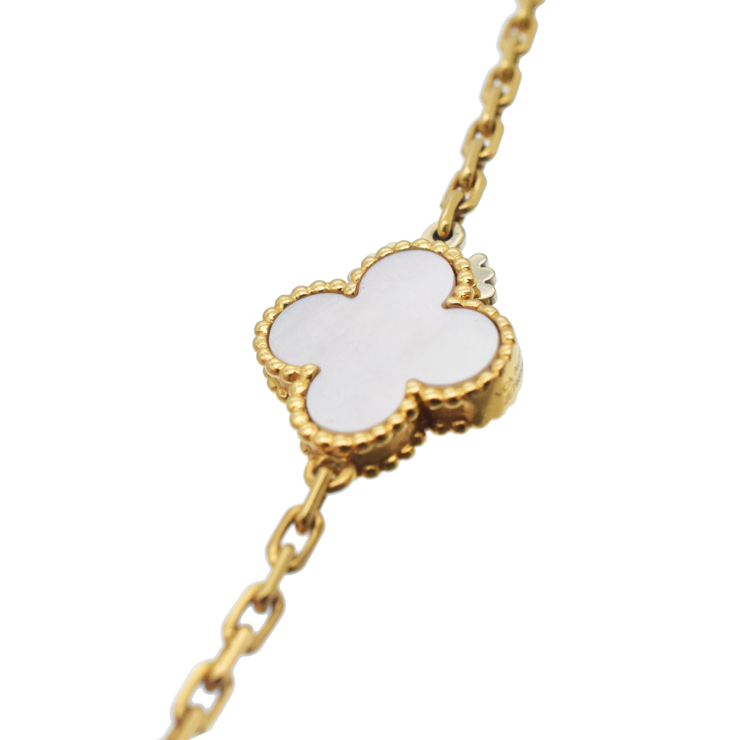Van Cleef & Arpels Lucky Alhambra Multi Gemstone Long Chain Necklace In 18k Yellow Gold
