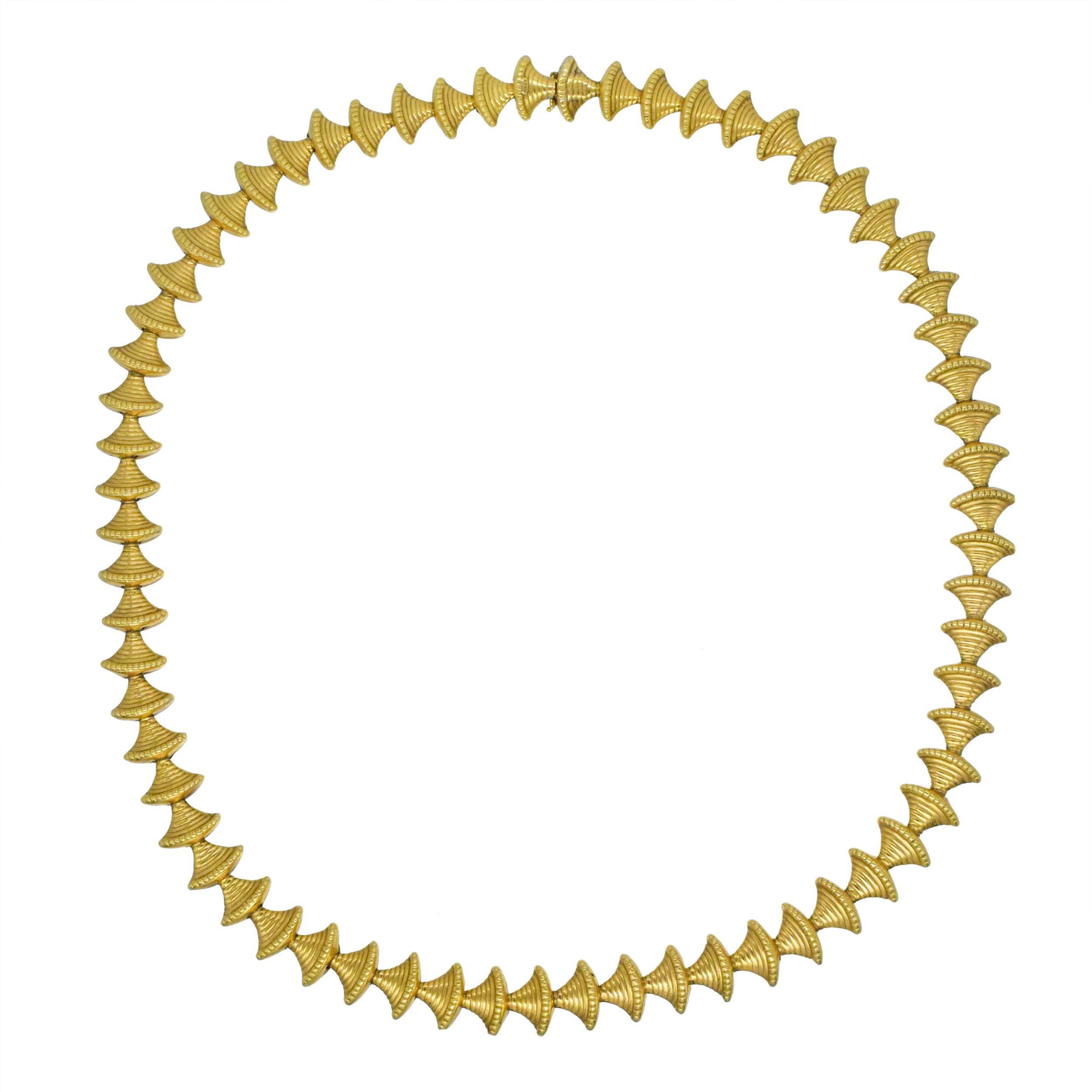 Double Sided 18k Yellow Gold Bell Link Long Necklace
