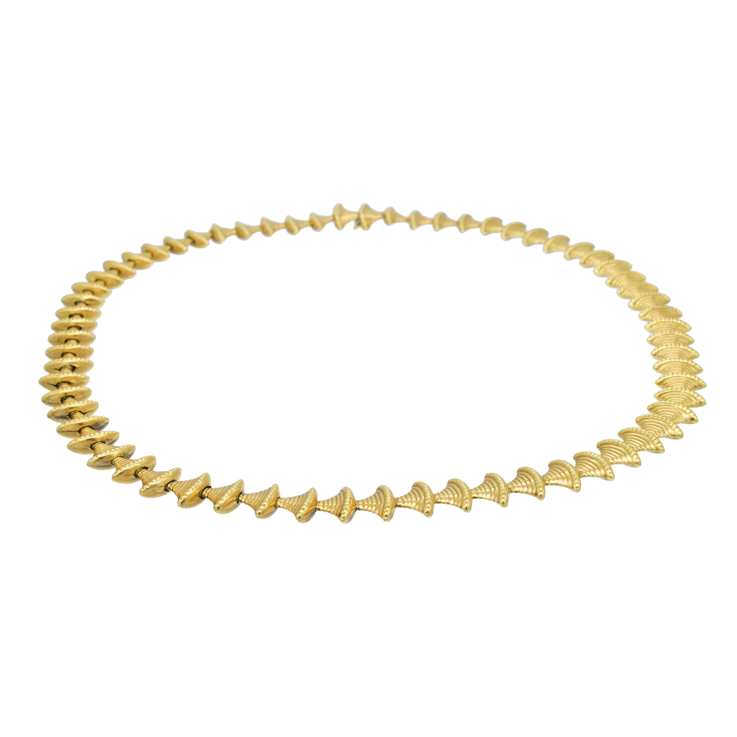 Double Sided 18k Yellow Gold Bell Link Long Necklace