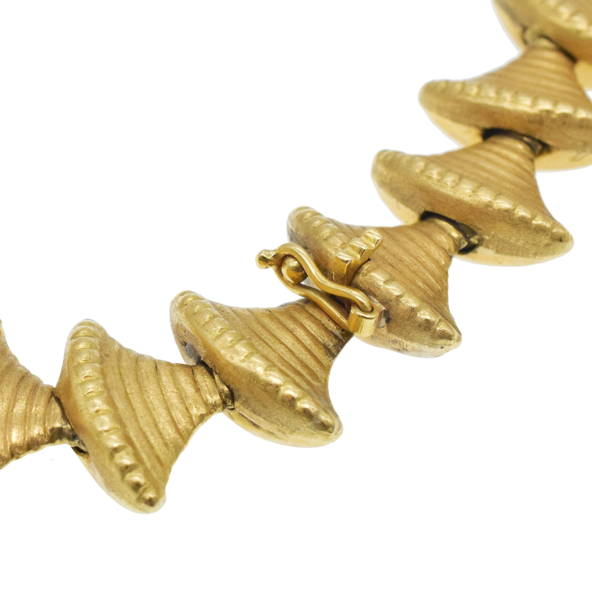 Double Sided 18k Yellow Gold Bell Link Long Necklace