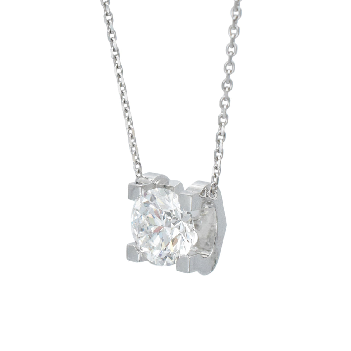 C de Cartier signature setting diamond solitaire necklace