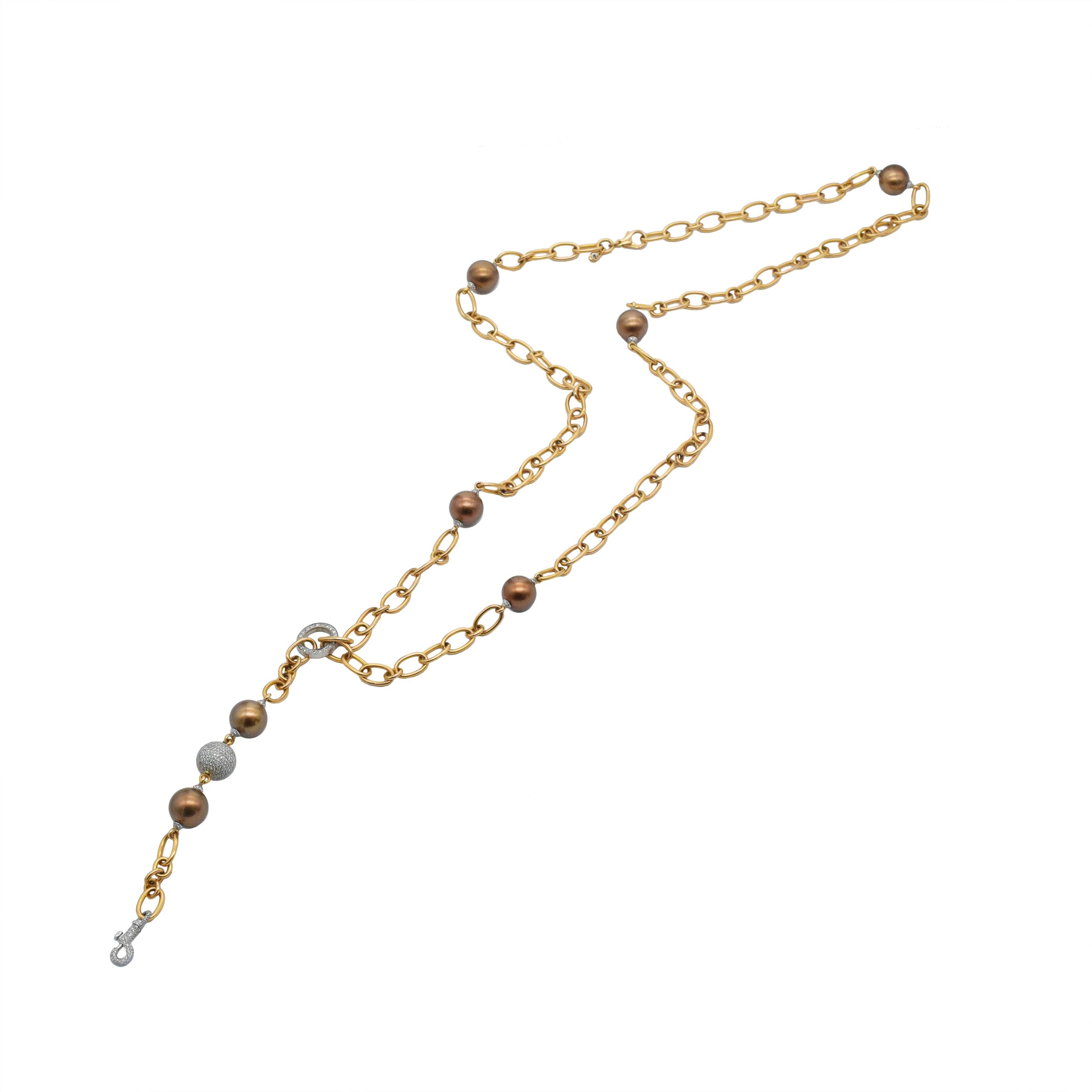 Crivelli Multi-Way pearl and diamond multi - way necklace / waist chain in 18k rose gold