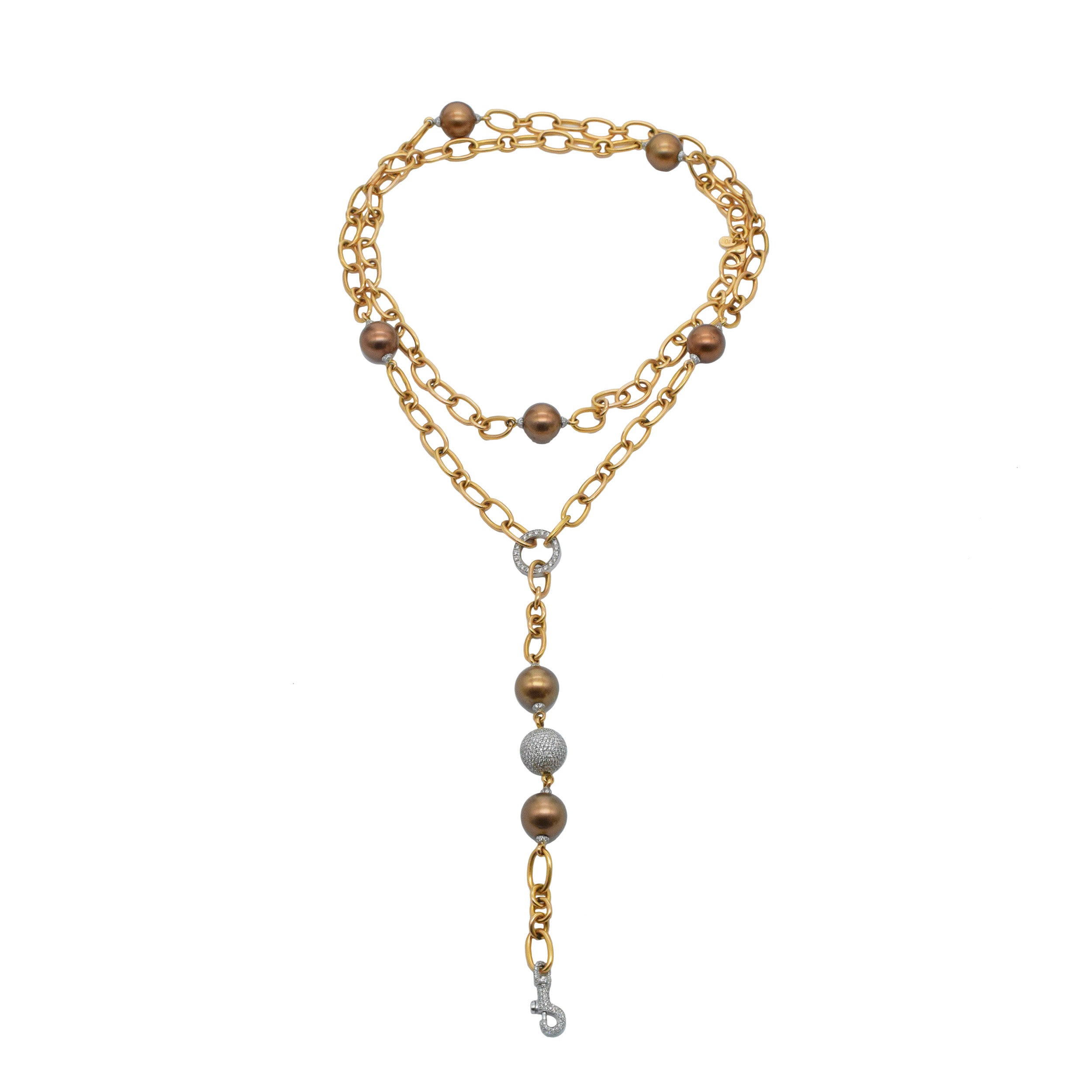 Crivelli Multi-Way pearl and diamond multi - way necklace / waist chain in 18k rose gold
