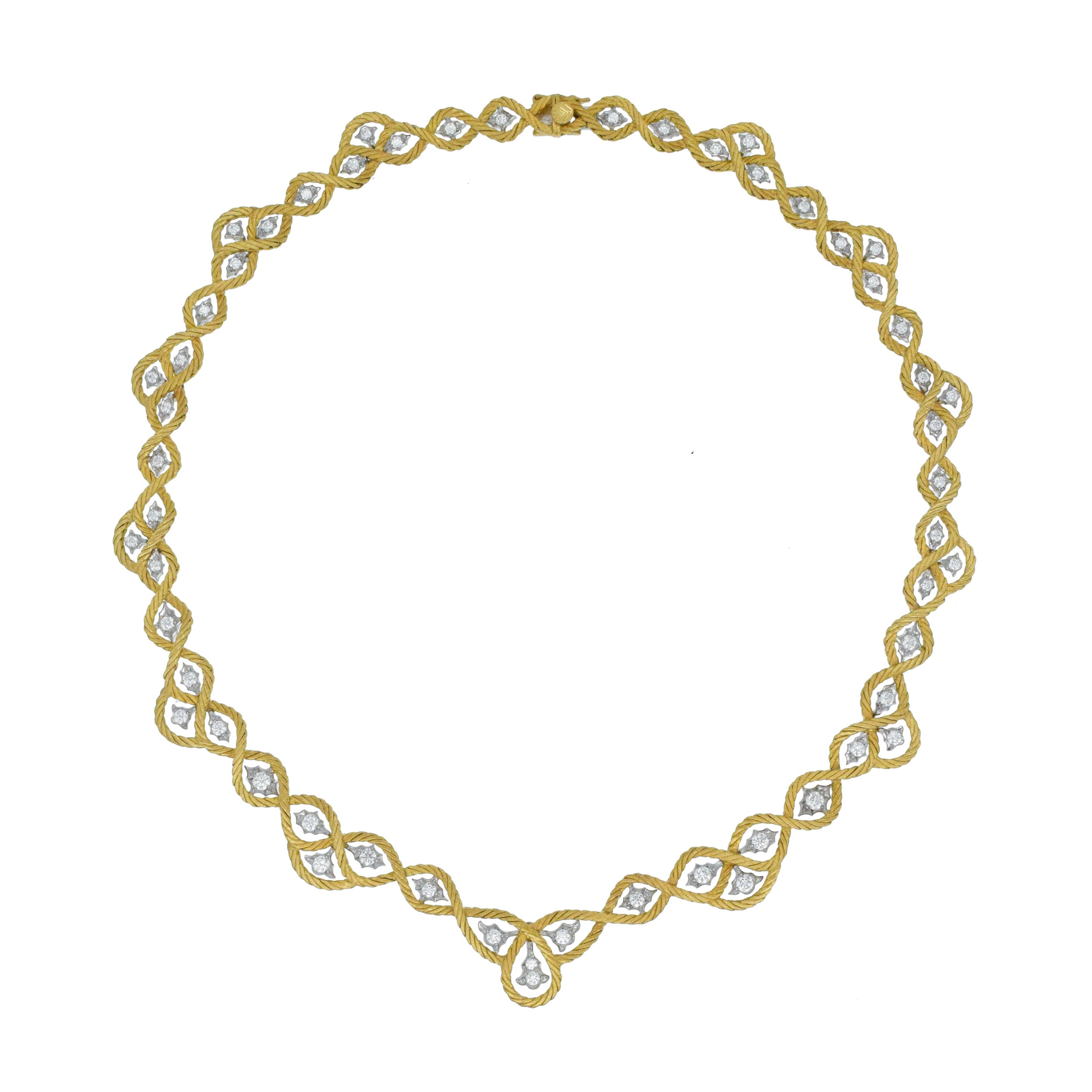 Buccellati Diamond Etoile Necklace In 18k Yellow And White Gold