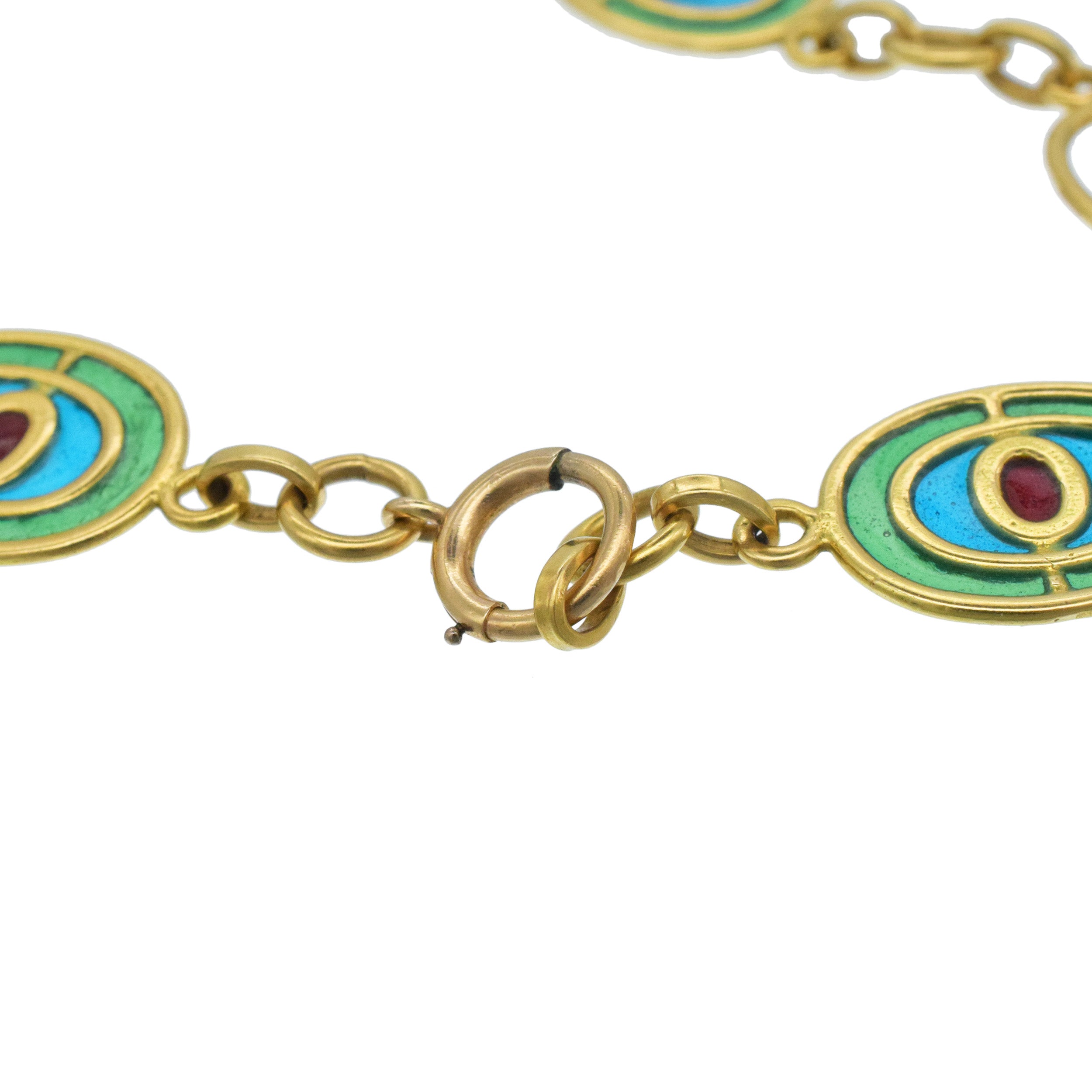 Plique-a-Jour Long Statement Necklace In 18k Yellow Gold